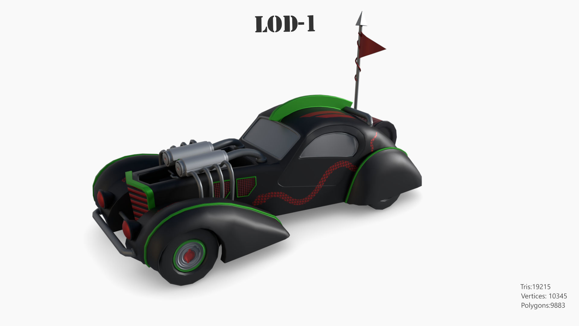 Post Apocalyptic Bugatti Low-poly War Car Game Asset Low-poly 3D model_31