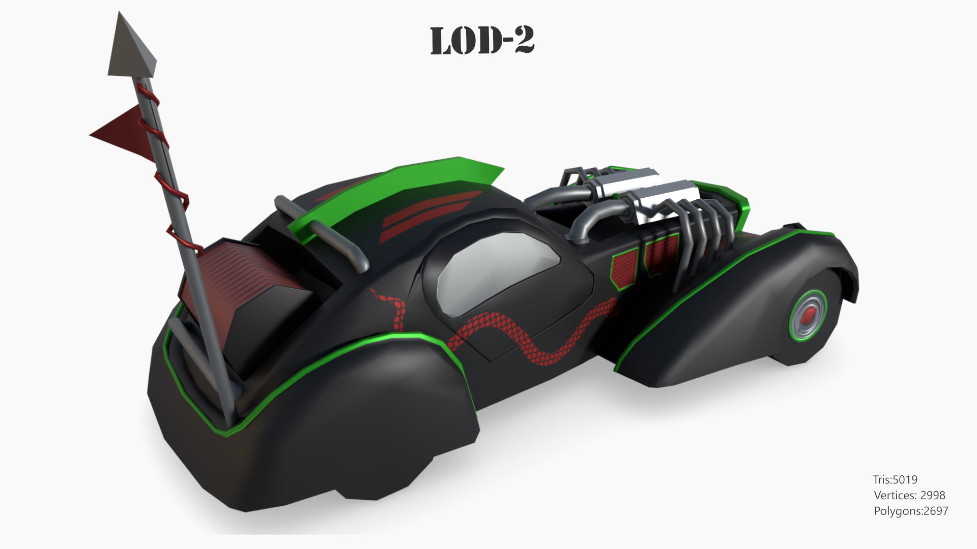 Post Apocalyptic Bugatti Low-poly War Car Game Asset Low-poly 3D model_54