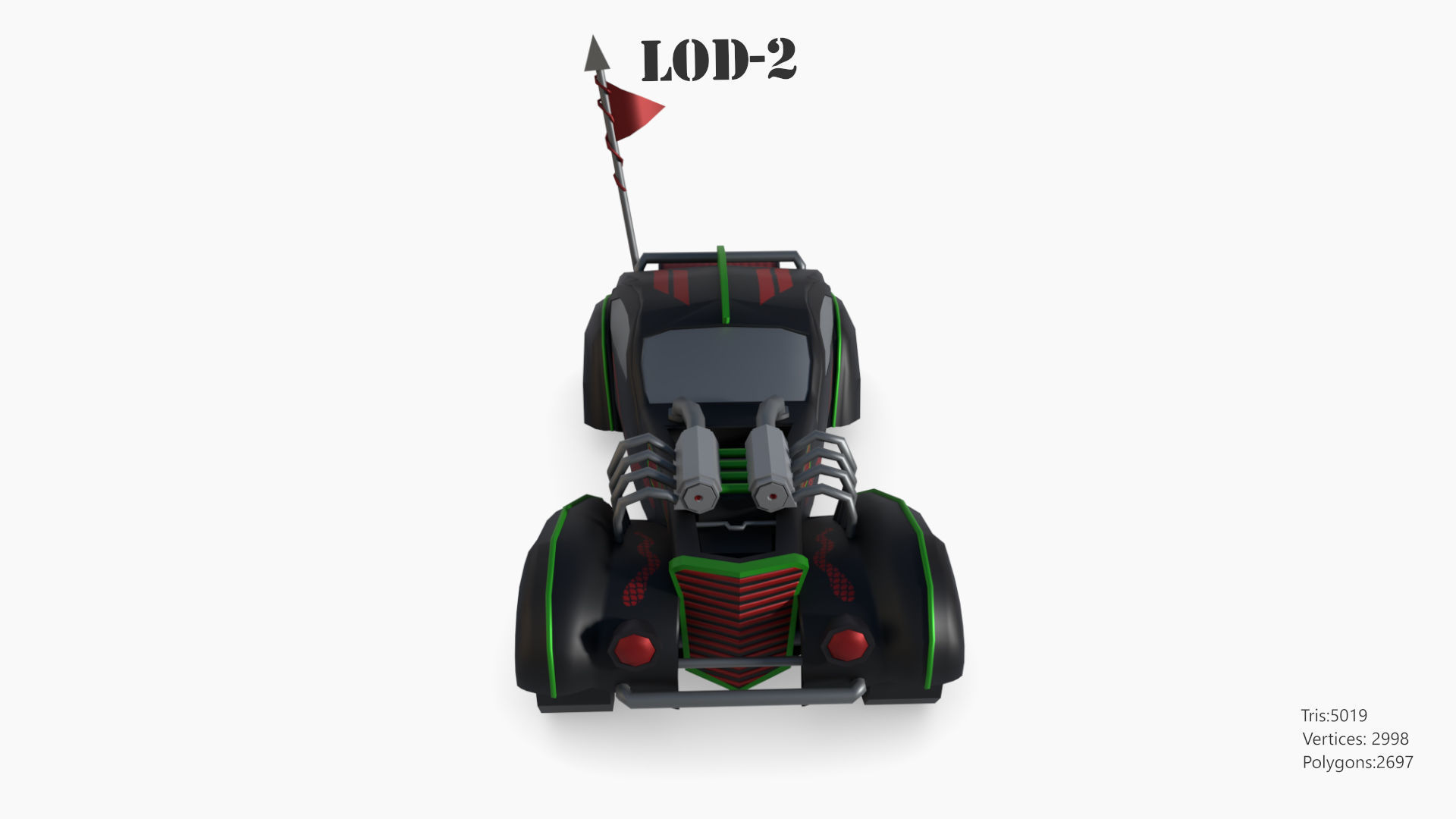 Post Apocalyptic Bugatti Low-poly War Car Game Asset Low-poly 3D model_52