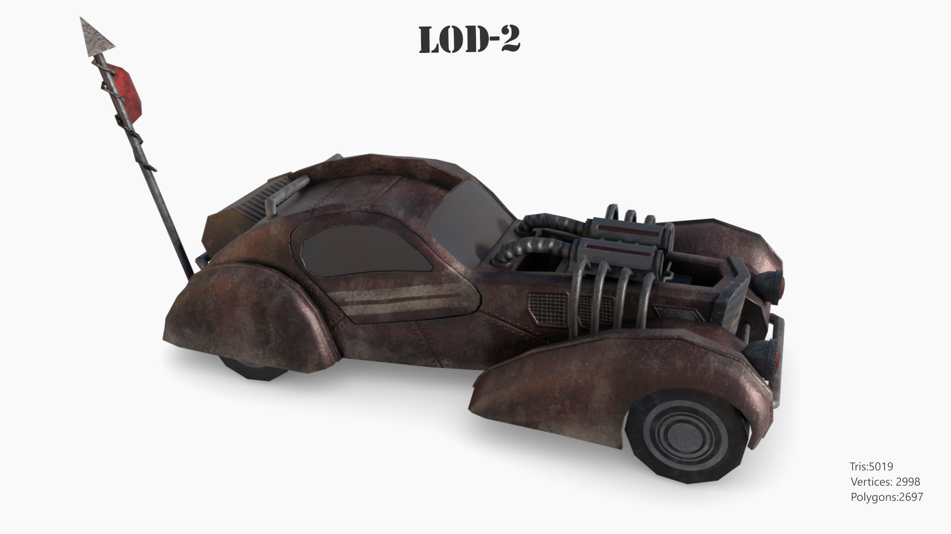 Post Apocalyptic Bugatti Low-poly War Car Game Asset Low-poly 3D model_45