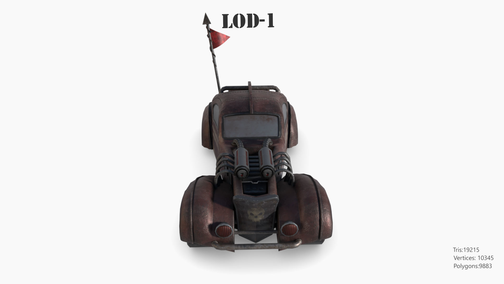 Post Apocalyptic Bugatti Low-poly War Car Game Asset Low-poly 3D model_28