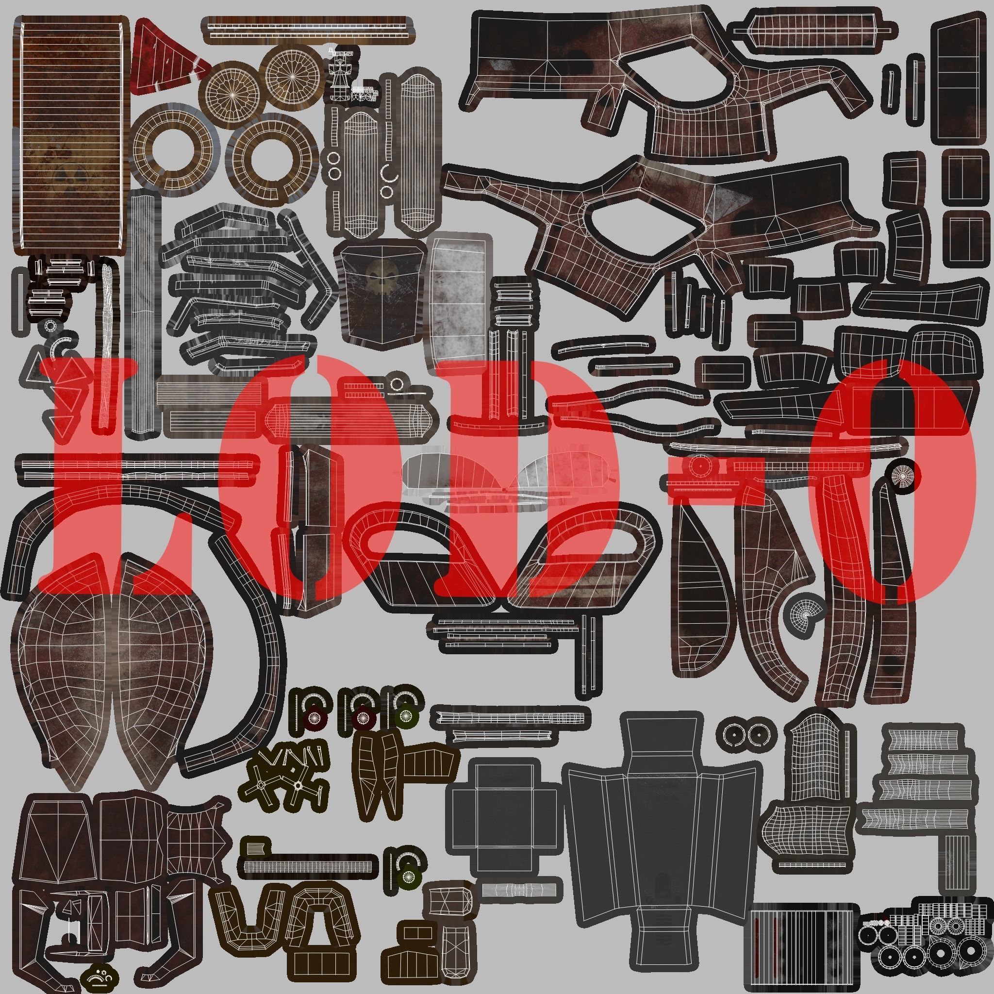 Post Apocalyptic Bugatti Low-poly War Car Game Asset Low-poly 3D model_79