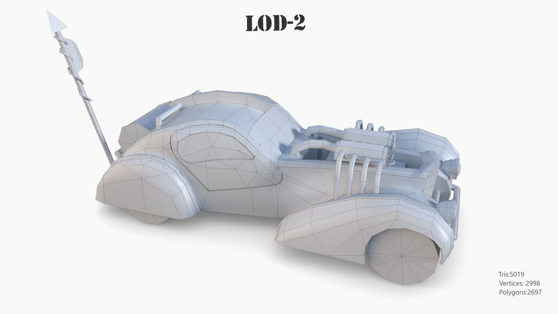 Post Apocalyptic Bugatti Low-poly War Car Game Asset Low-poly 3D model_77