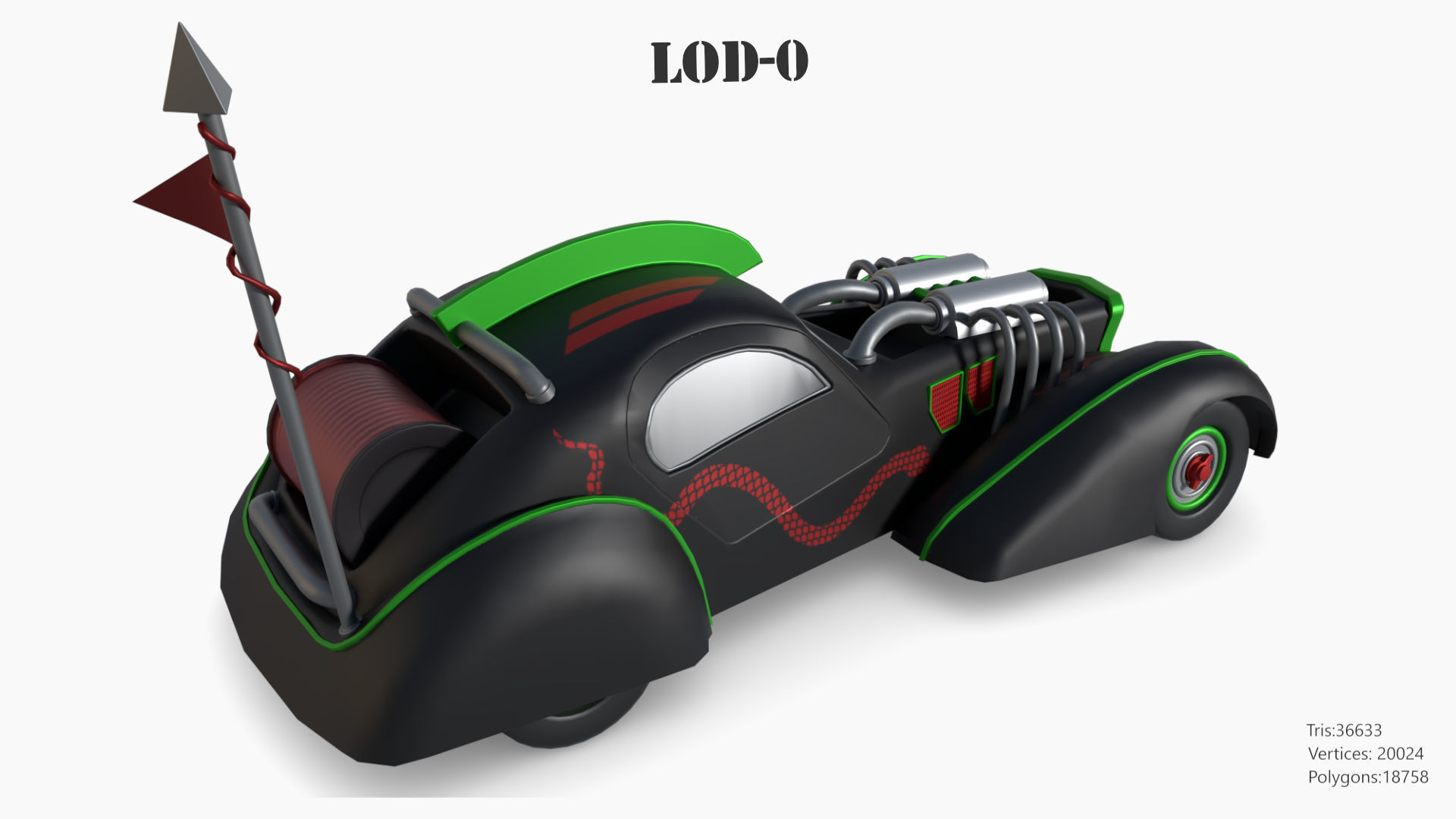 Post Apocalyptic Bugatti Low-poly War Car Game Asset Low-poly 3D model_22