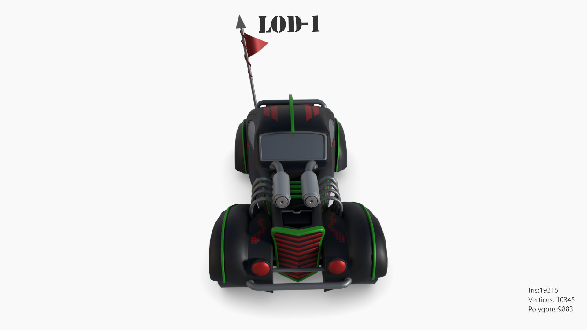 Post Apocalyptic Bugatti Low-poly War Car Game Asset Low-poly 3D model_36