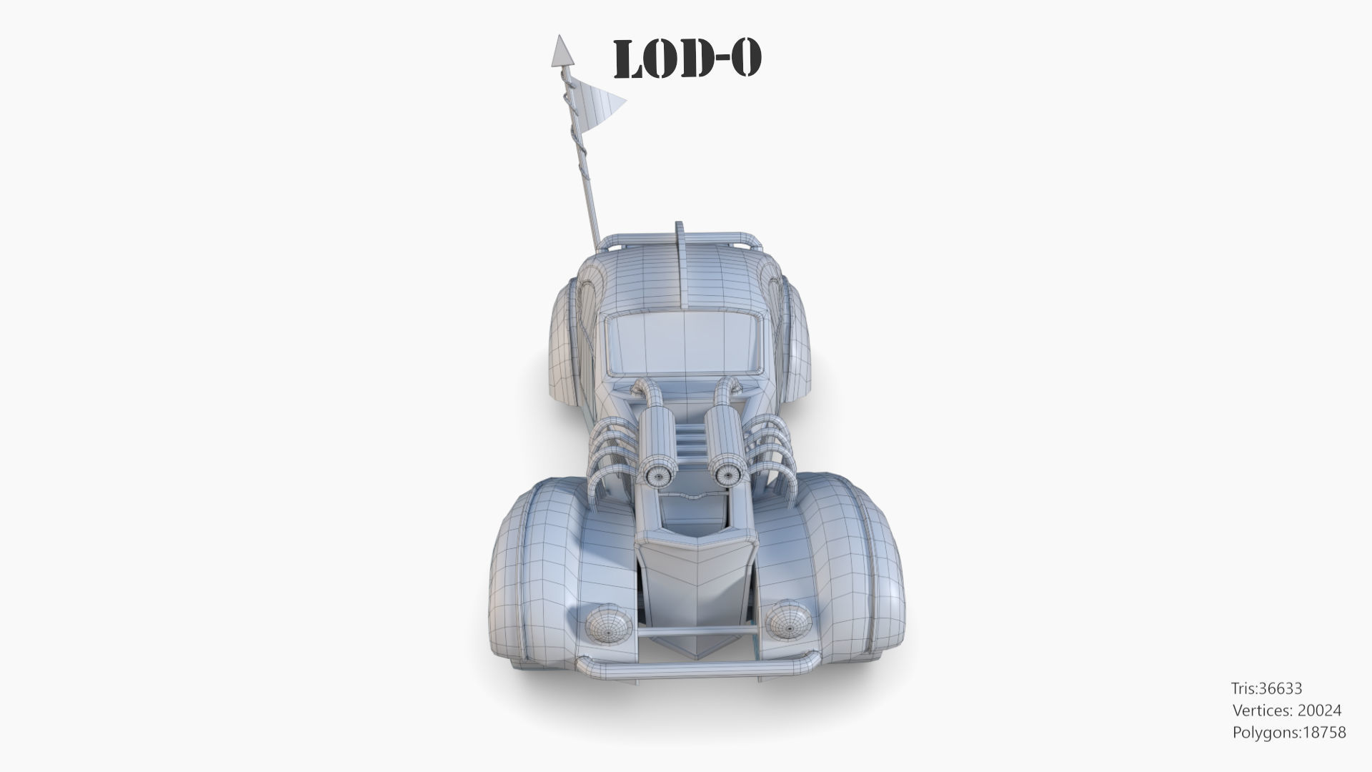 Post Apocalyptic Bugatti Low-poly War Car Game Asset Low-poly 3D model_60