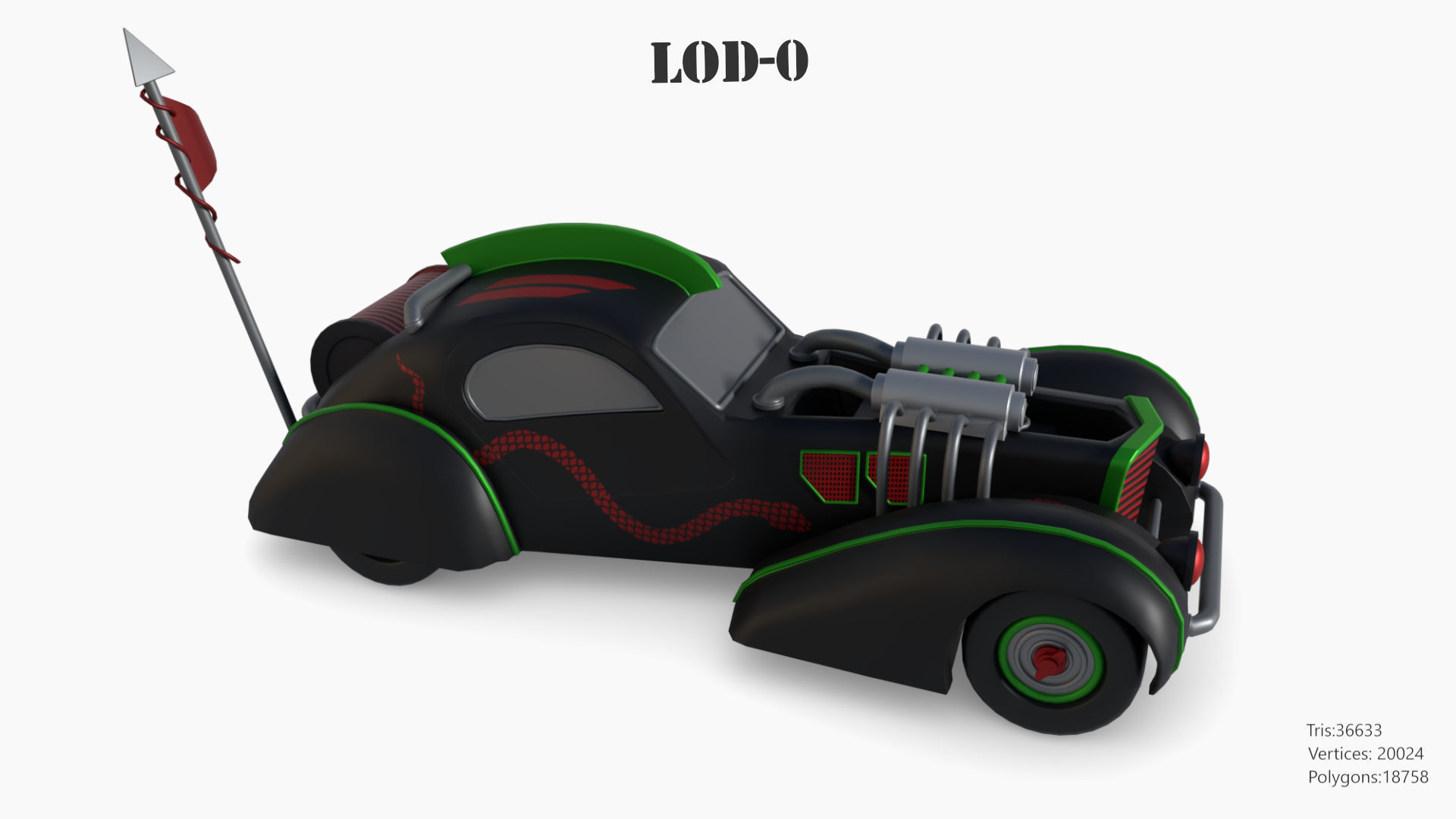 Post Apocalyptic Bugatti Low-poly War Car Game Asset Low-poly 3D model_21