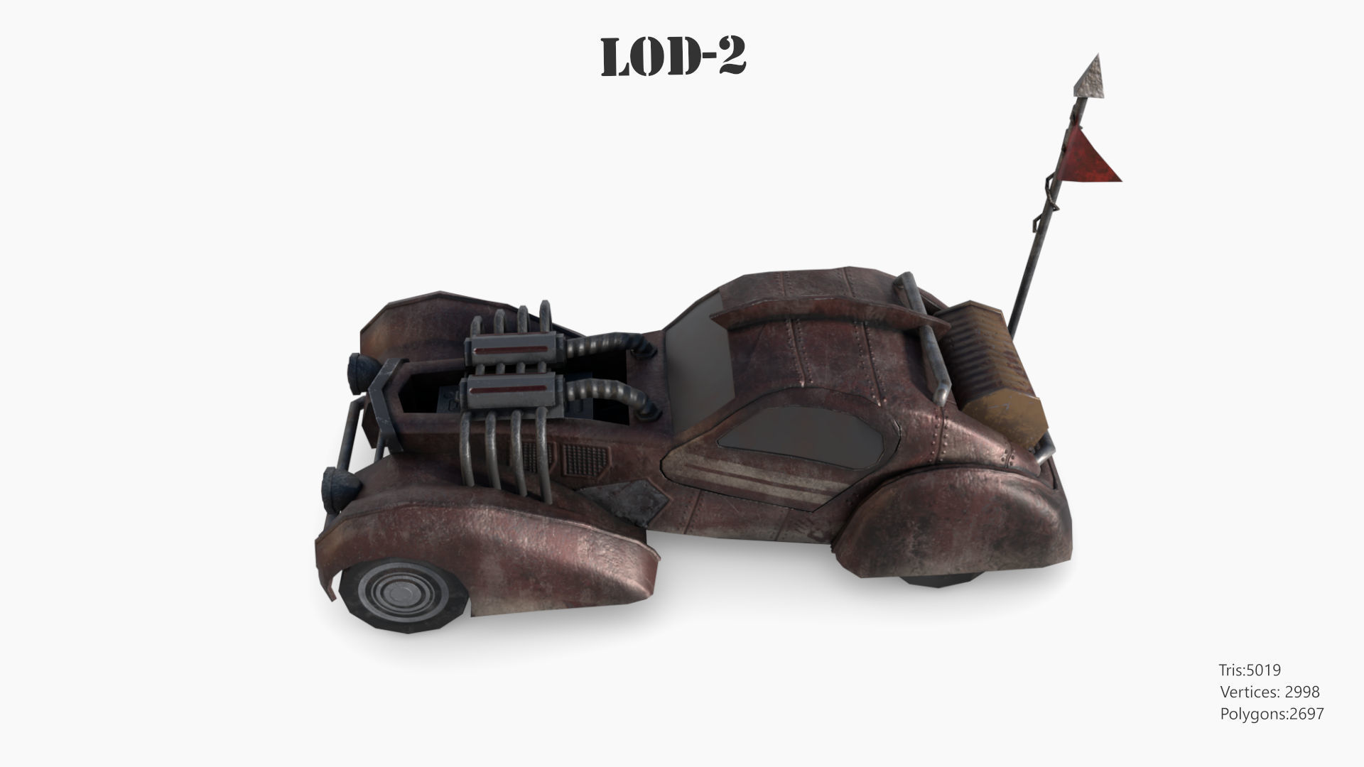 Post Apocalyptic Bugatti Low-poly War Car Game Asset Low-poly 3D model_40