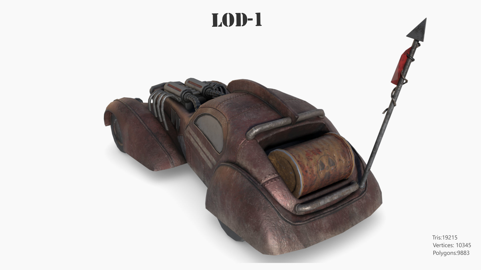 Post Apocalyptic Bugatti Low-poly War Car Game Asset Low-poly 3D model_26