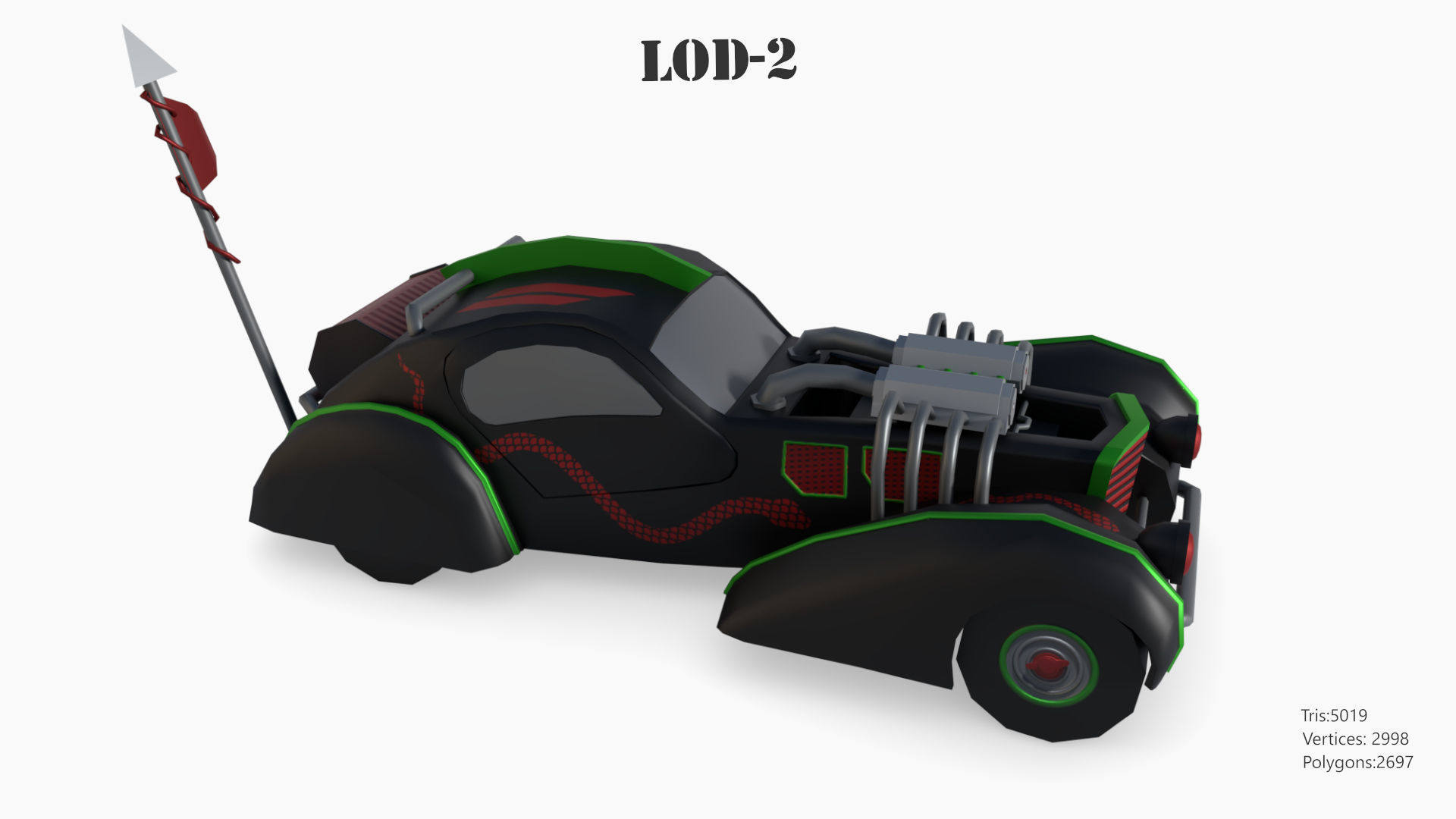 Post Apocalyptic Bugatti Low-poly War Car Game Asset Low-poly 3D model_53