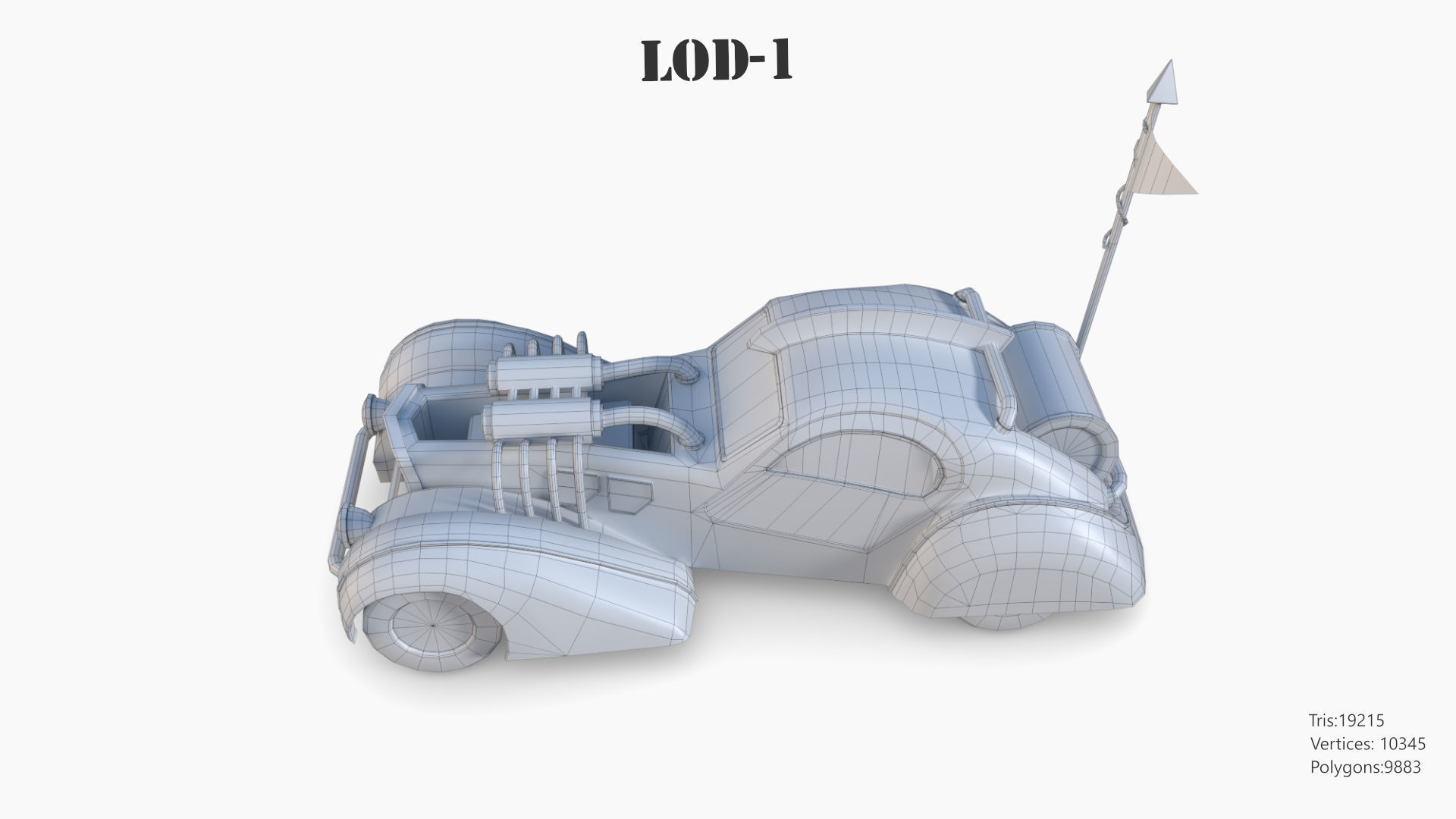 Post Apocalyptic Bugatti Low-poly War Car Game Asset Low-poly 3D model_64
