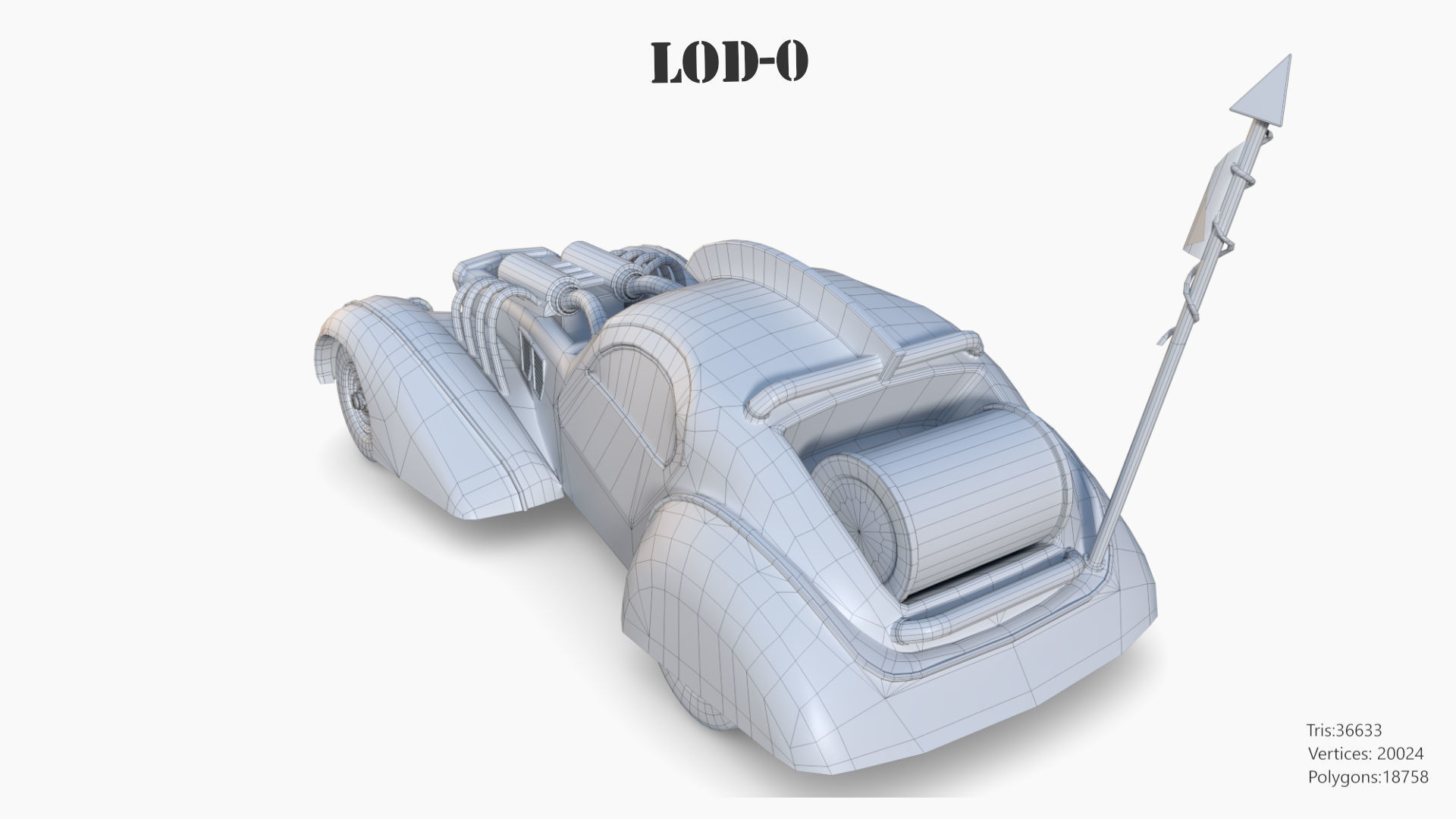 Post Apocalyptic Bugatti Low-poly War Car Game Asset Low-poly 3D model_58