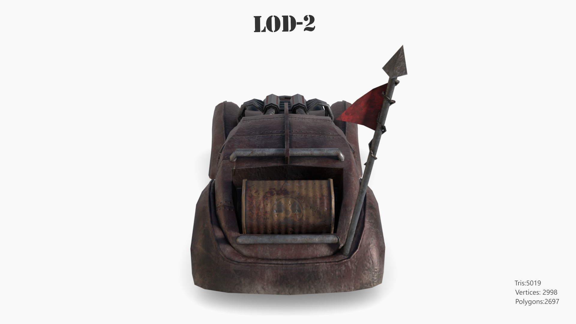 Post Apocalyptic Bugatti Low-poly War Car Game Asset Low-poly 3D model_43