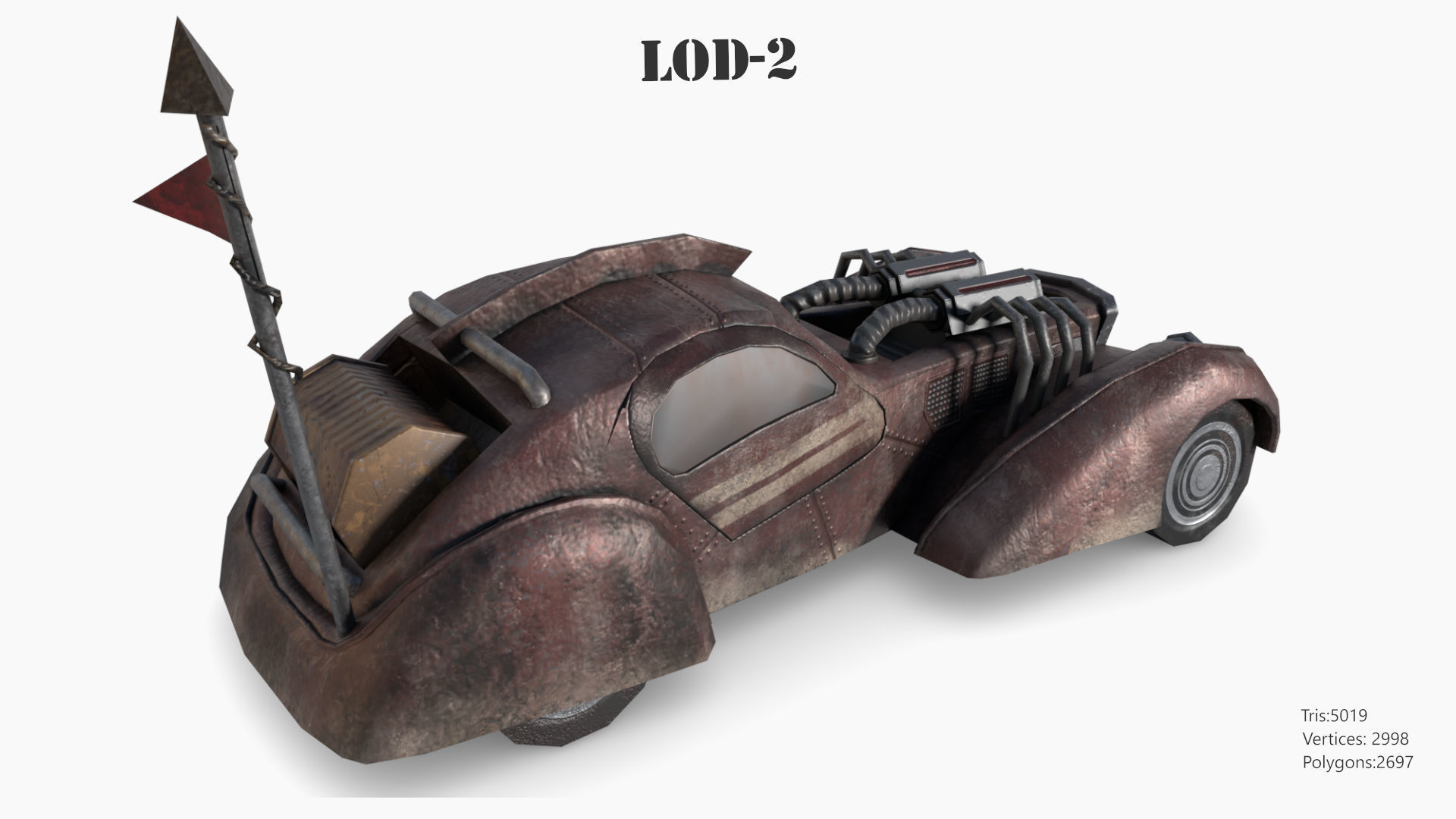 Post Apocalyptic Bugatti Low-poly War Car Game Asset Low-poly 3D model_46