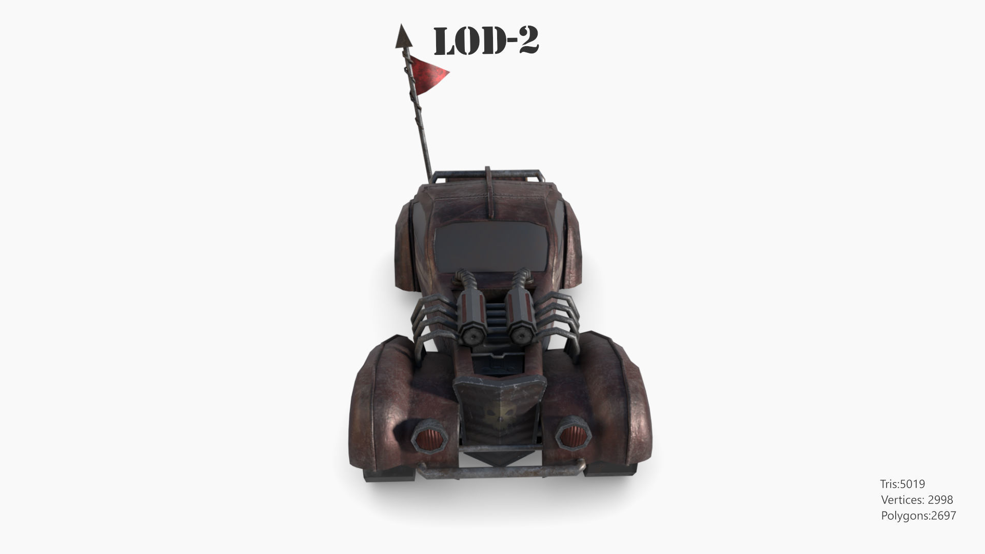 Post Apocalyptic Bugatti Low-poly War Car Game Asset Low-poly 3D model_44