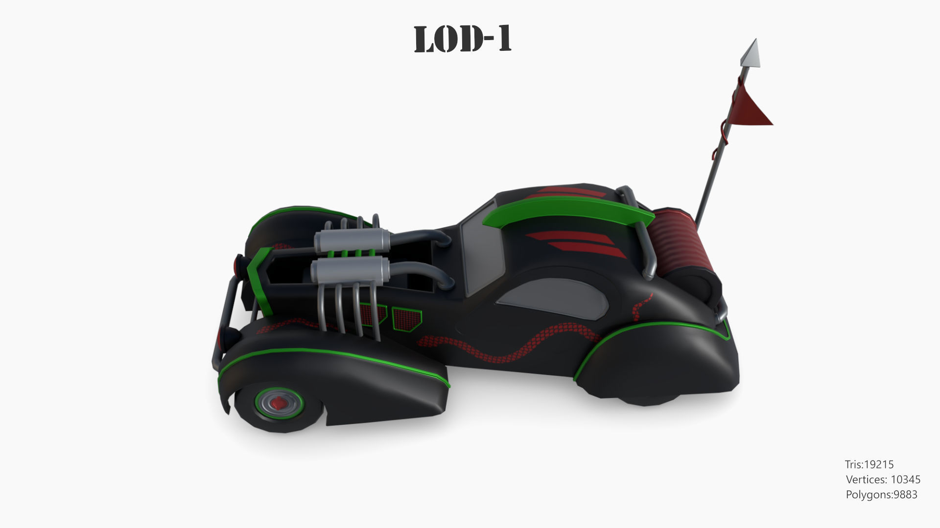 Post Apocalyptic Bugatti Low-poly War Car Game Asset Low-poly 3D model_32