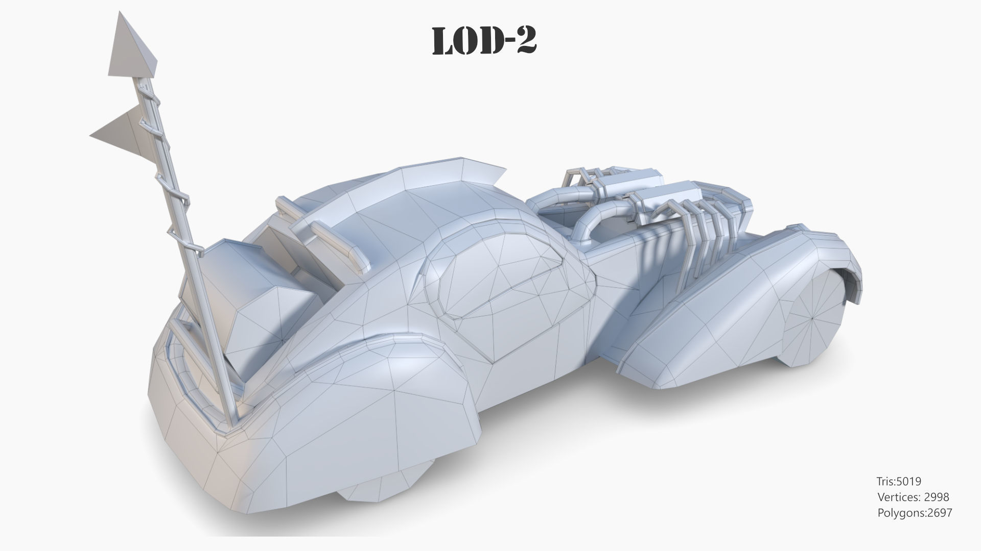Post Apocalyptic Bugatti Low-poly War Car Game Asset Low-poly 3D model_78