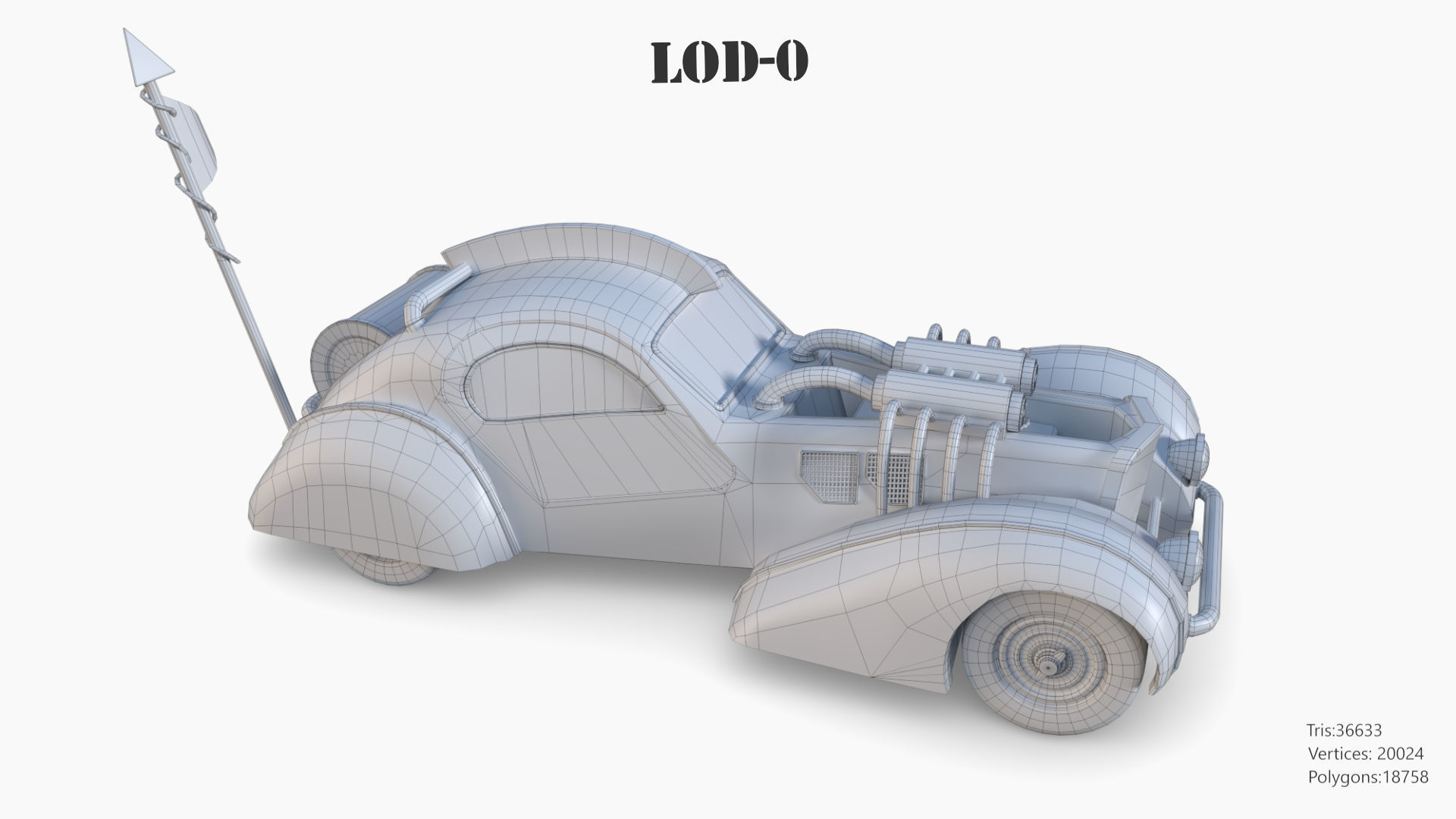 Post Apocalyptic Bugatti Low-poly War Car Game Asset Low-poly 3D model_61