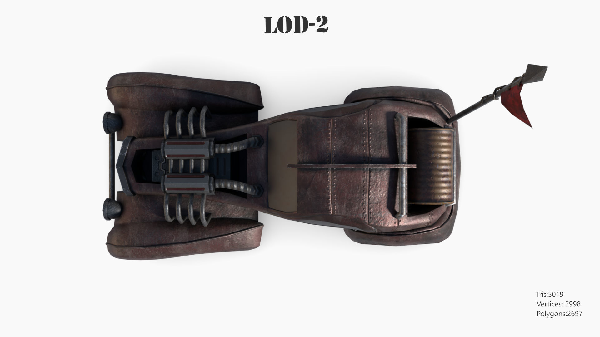 Post Apocalyptic Bugatti Low-poly War Car Game Asset Low-poly 3D model_41