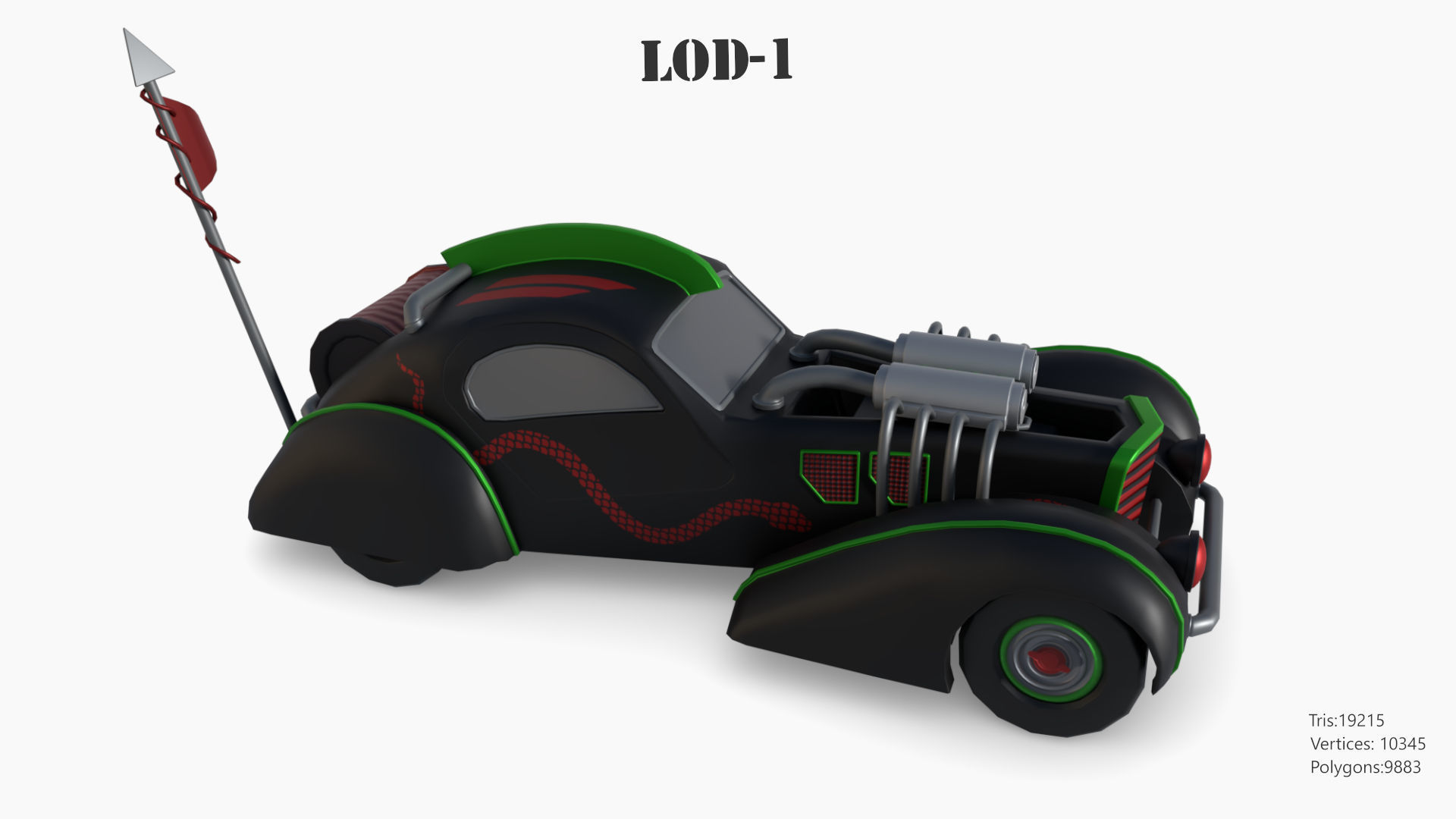 Post Apocalyptic Bugatti Low-poly War Car Game Asset Low-poly 3D model_37