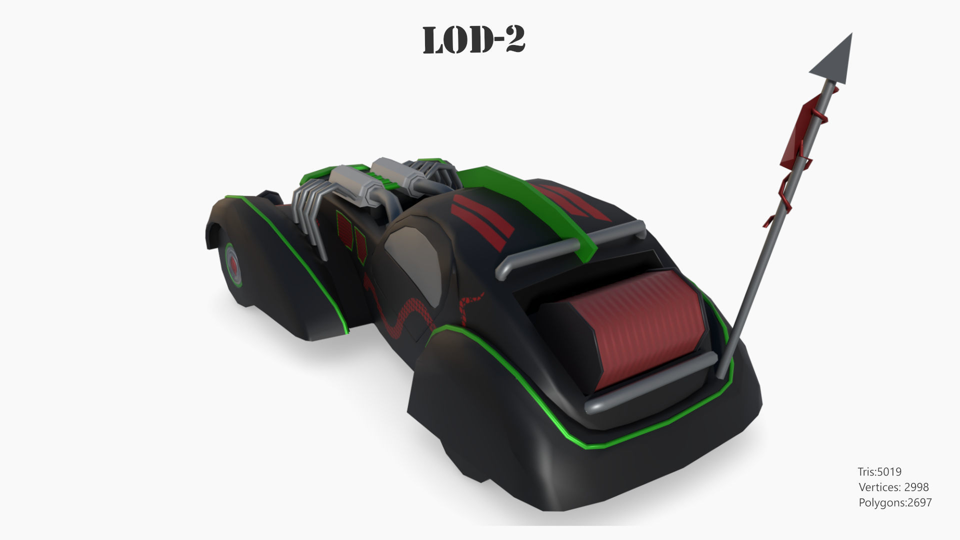 Post Apocalyptic Bugatti Low-poly War Car Game Asset Low-poly 3D model_50