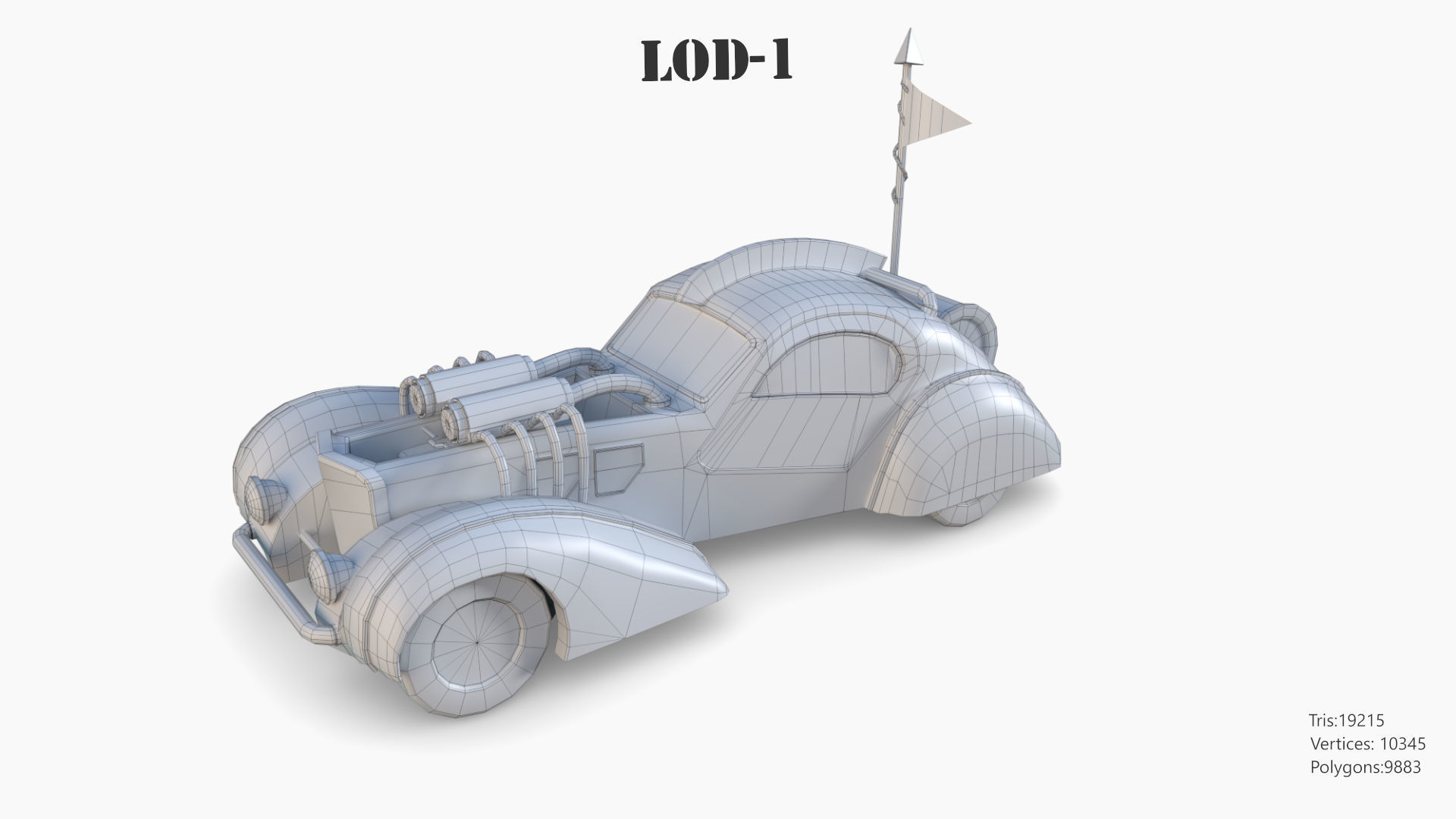 Post Apocalyptic Bugatti Low-poly War Car Game Asset Low-poly 3D model_63