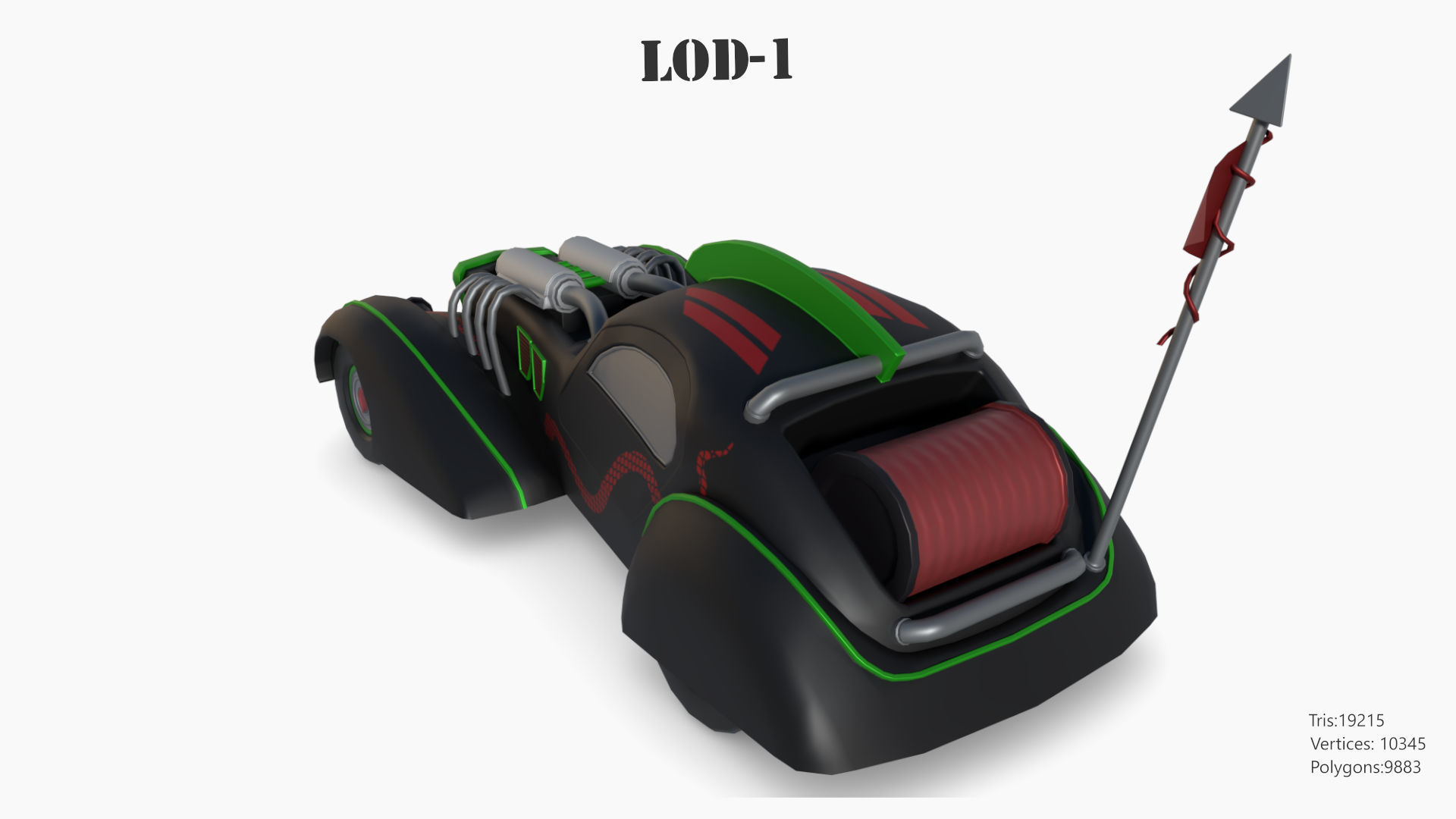 Post Apocalyptic Bugatti Low-poly War Car Game Asset Low-poly 3D model_34