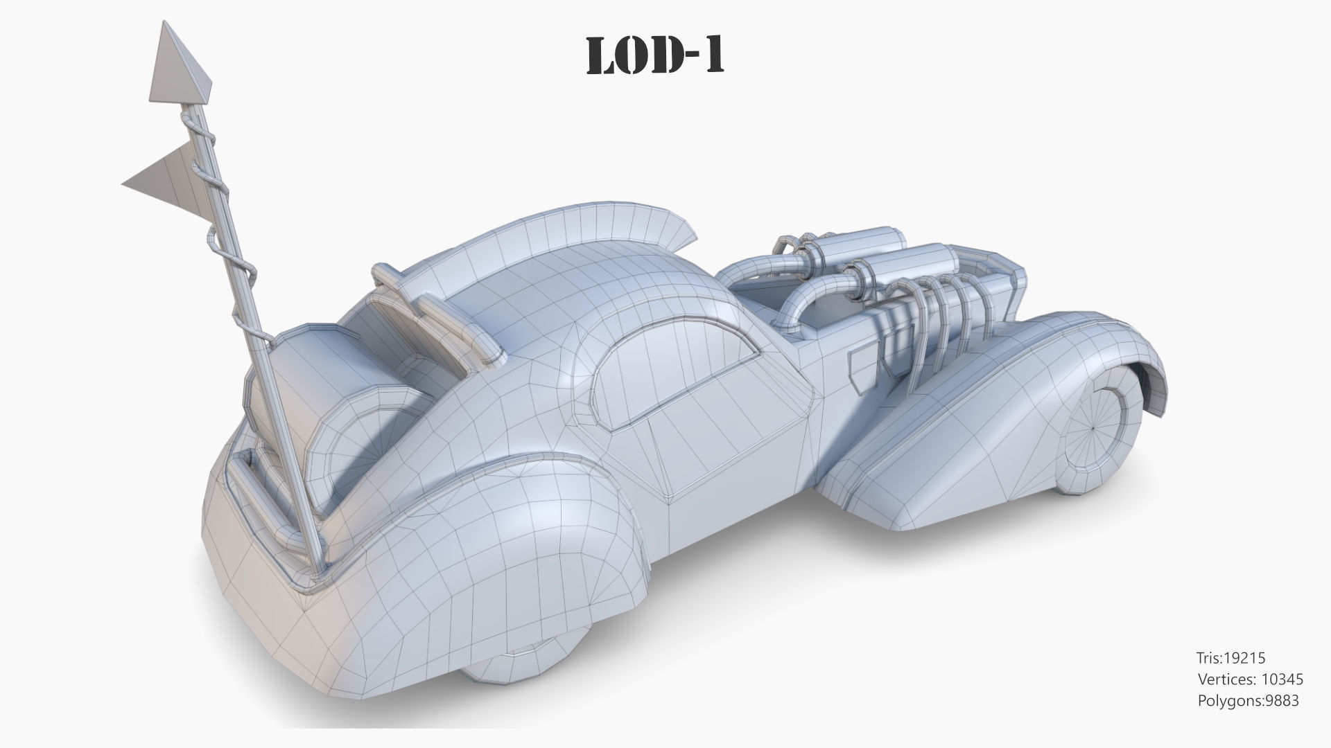 Post Apocalyptic Bugatti Low-poly War Car Game Asset Low-poly 3D model_70