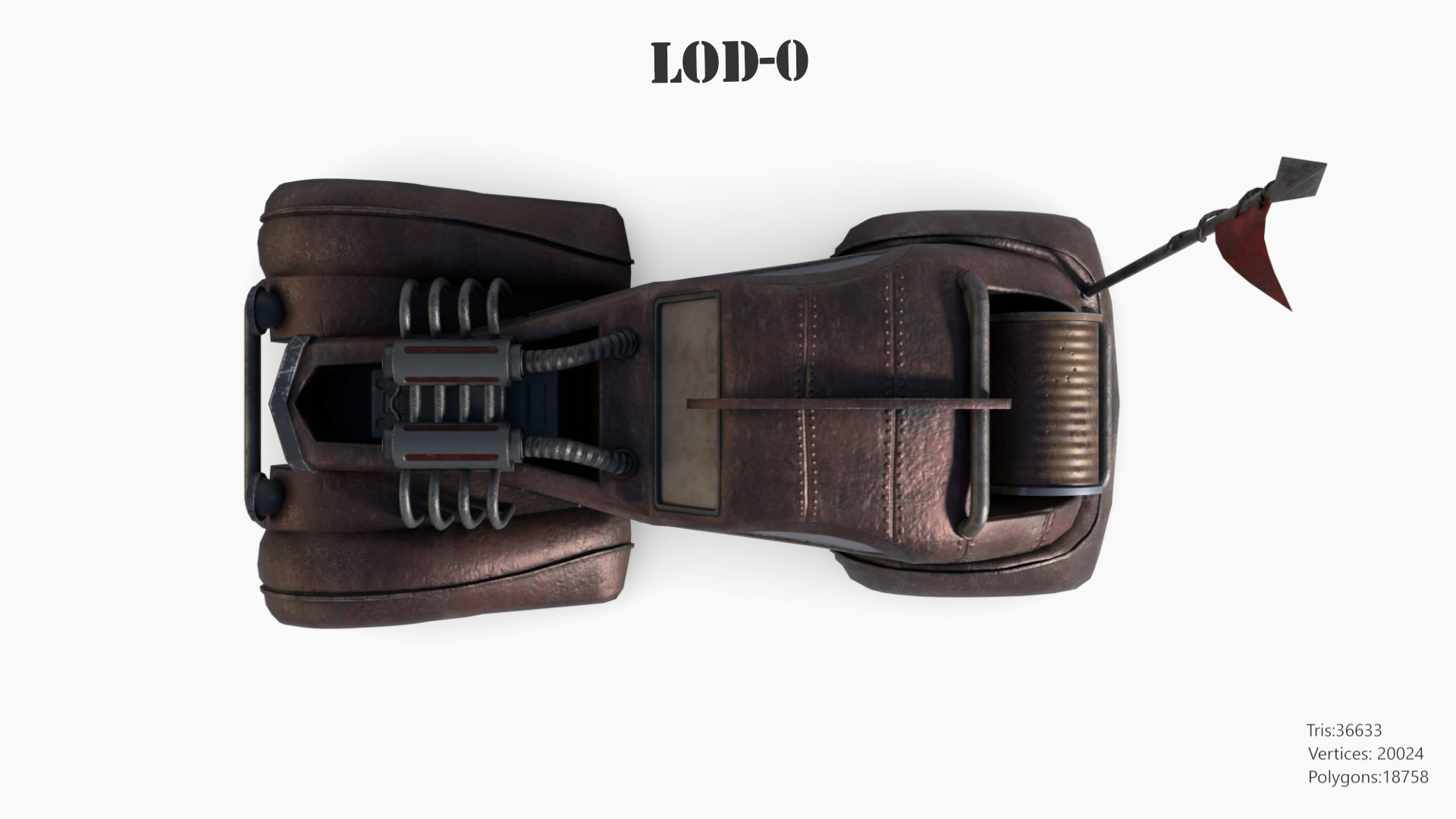 Post Apocalyptic Bugatti Low-poly War Car Game Asset Low-poly 3D model_9