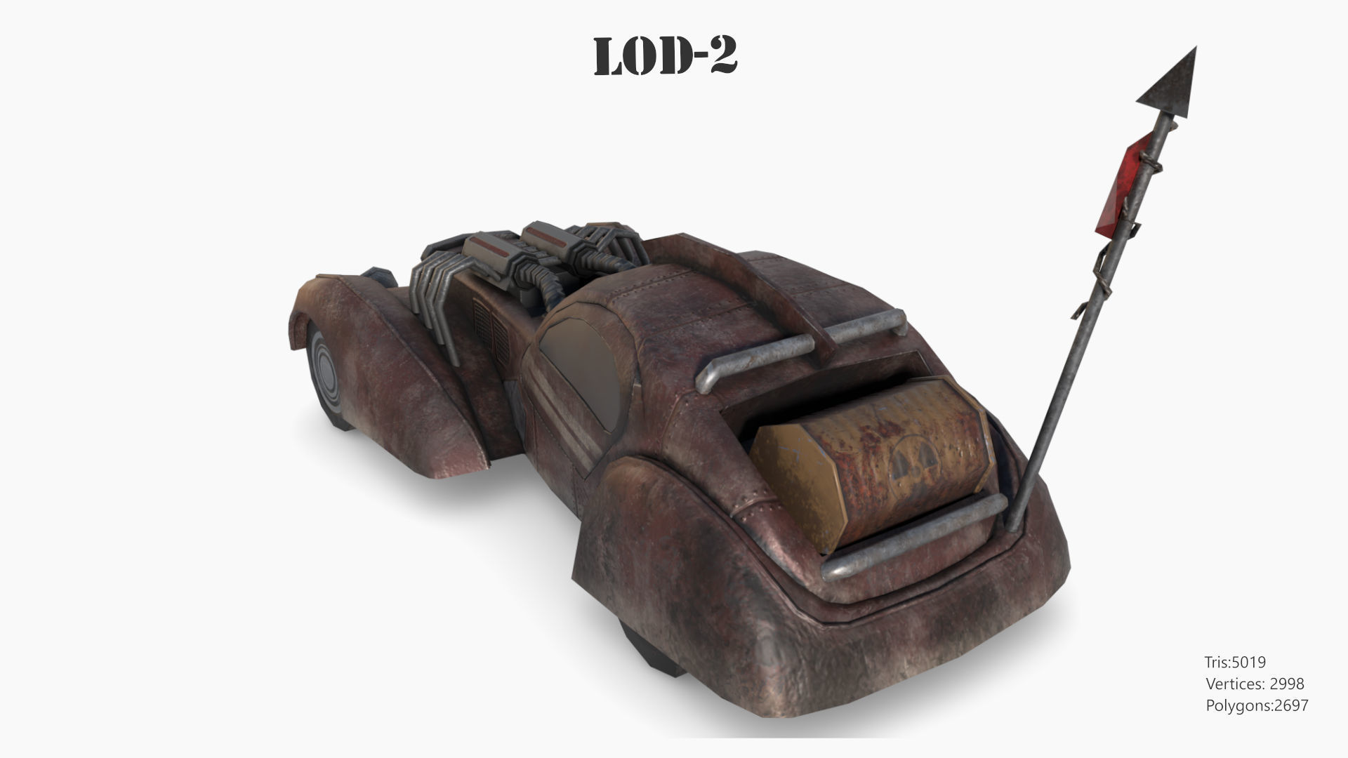 Post Apocalyptic Bugatti Low-poly War Car Game Asset Low-poly 3D model_42