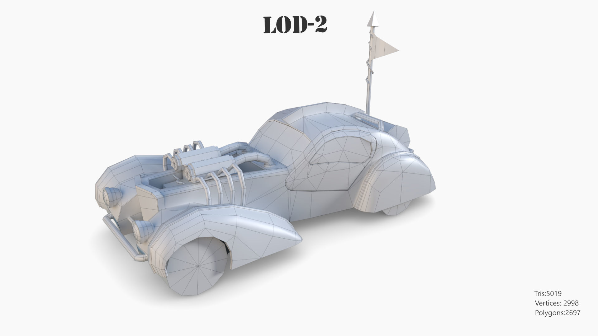 Post Apocalyptic Bugatti Low-poly War Car Game Asset Low-poly 3D model_71