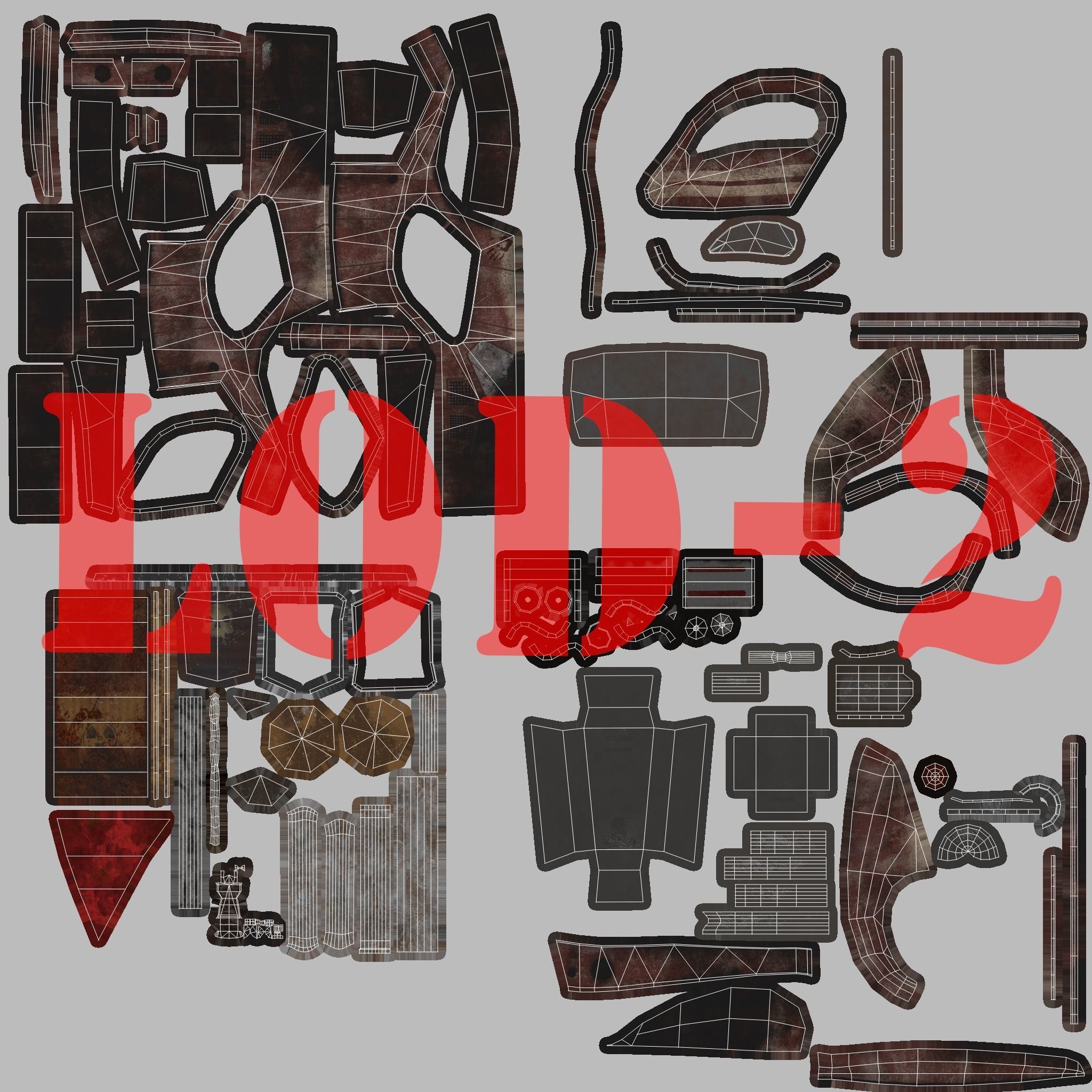 Post Apocalyptic Bugatti Low-poly War Car Game Asset Low-poly 3D model_83