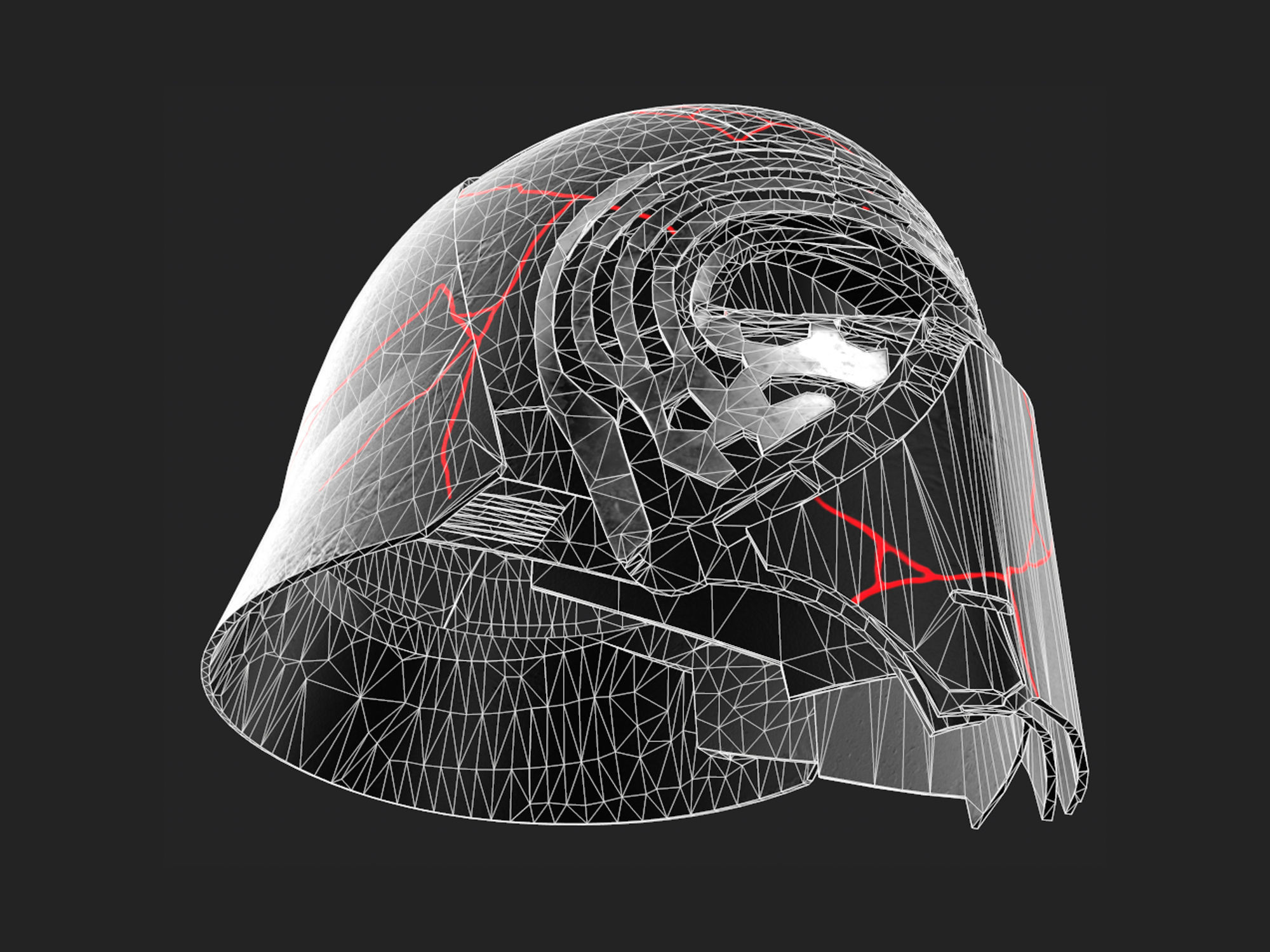 Kylo Ren destroyed mask Low-poly 3D model_18