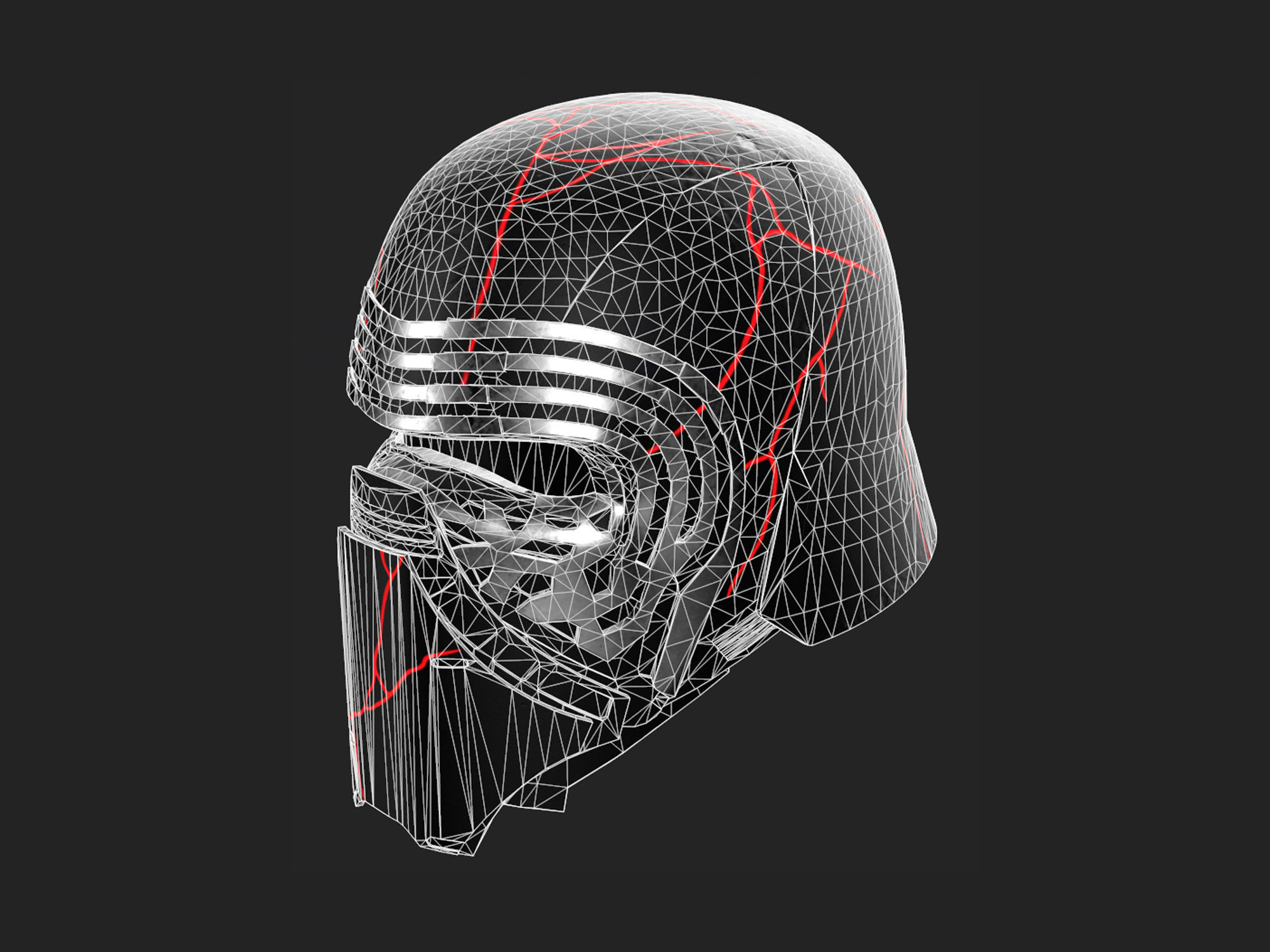 Kylo Ren destroyed mask Low-poly 3D model_17