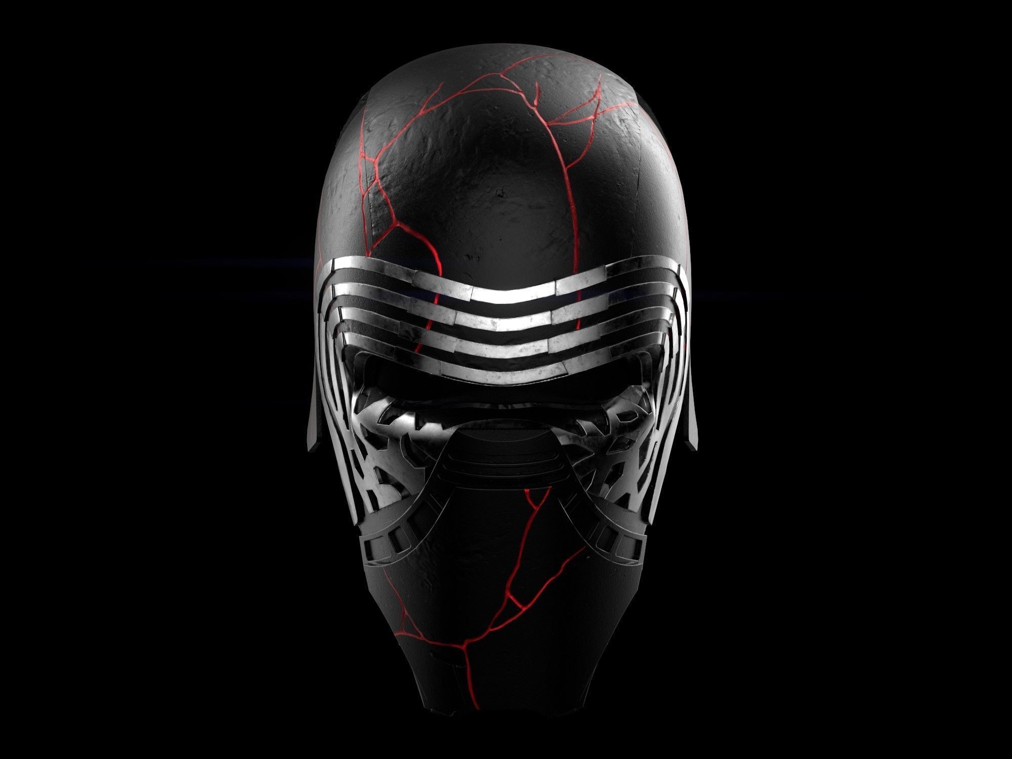 Kylo Ren destroyed mask Low-poly 3D model_1