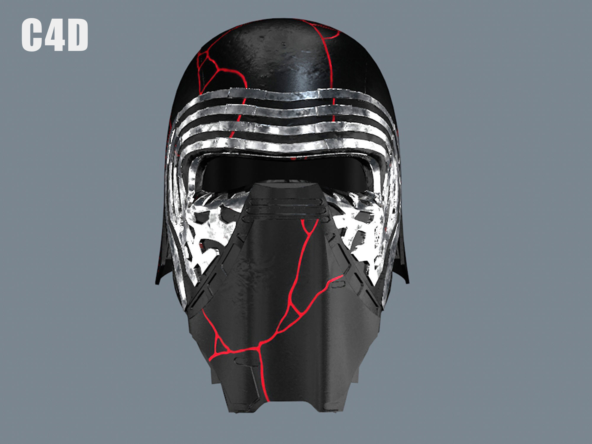 Kylo Ren destroyed mask Low-poly 3D model_19