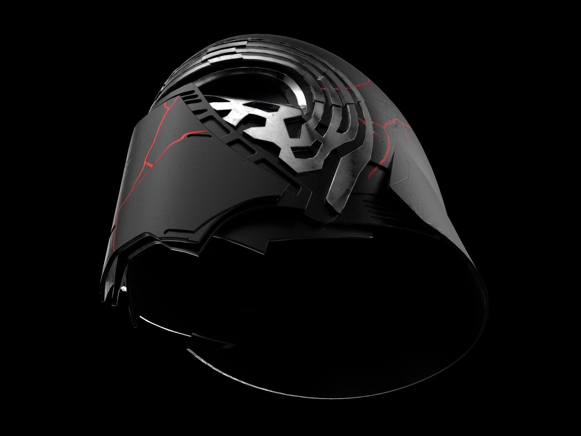 Kylo Ren destroyed mask Low-poly 3D model_10