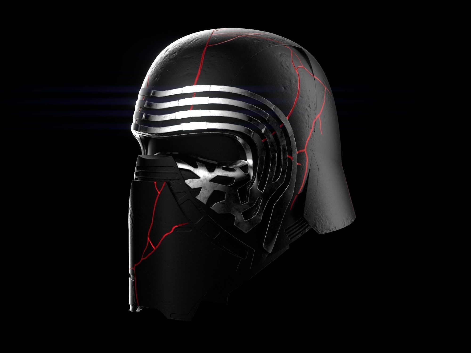Kylo Ren destroyed mask Low-poly 3D model_2