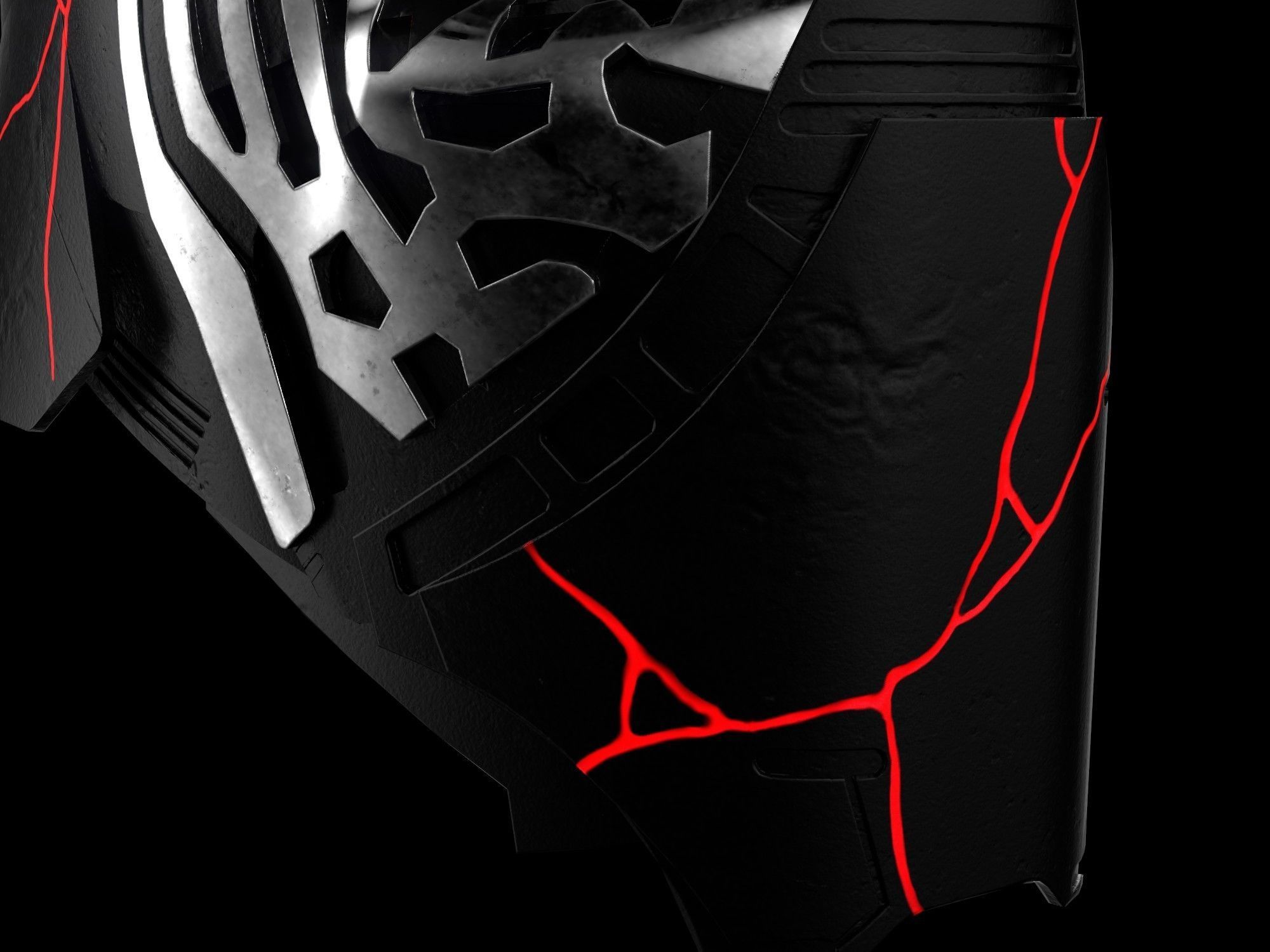 Kylo Ren destroyed mask Low-poly 3D model_13