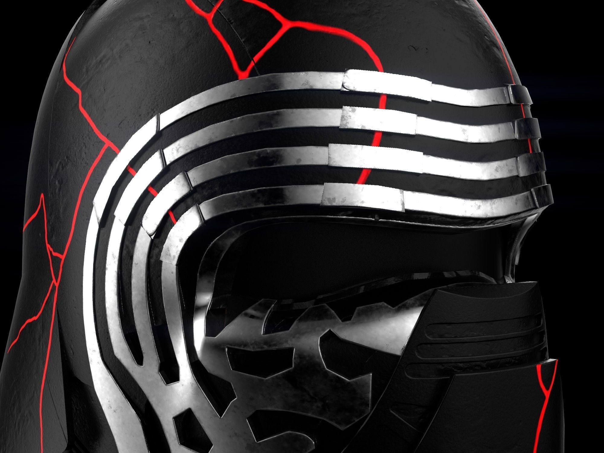 Kylo Ren destroyed mask Low-poly 3D model_14