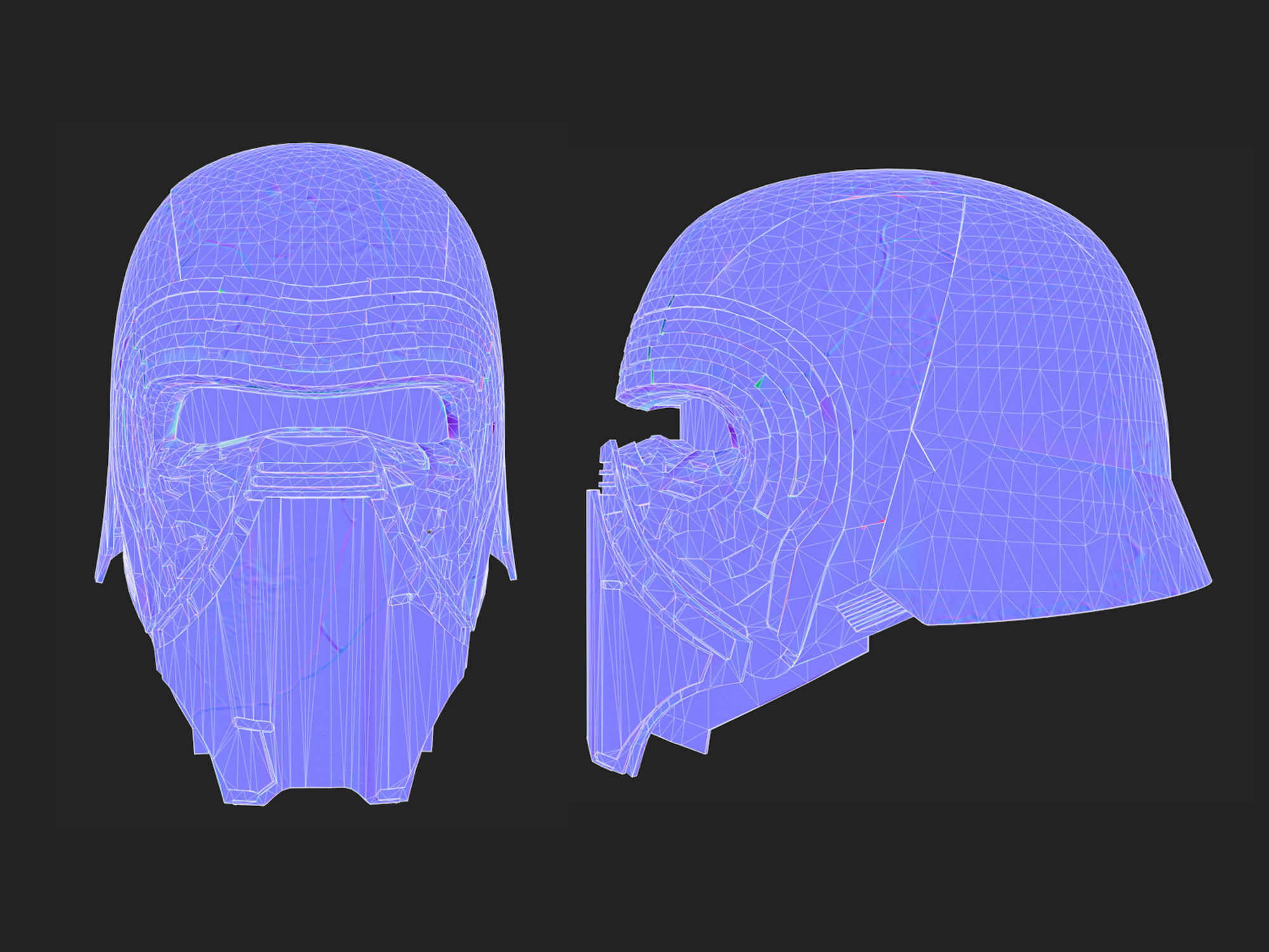 Kylo Ren destroyed mask Low-poly 3D model_16