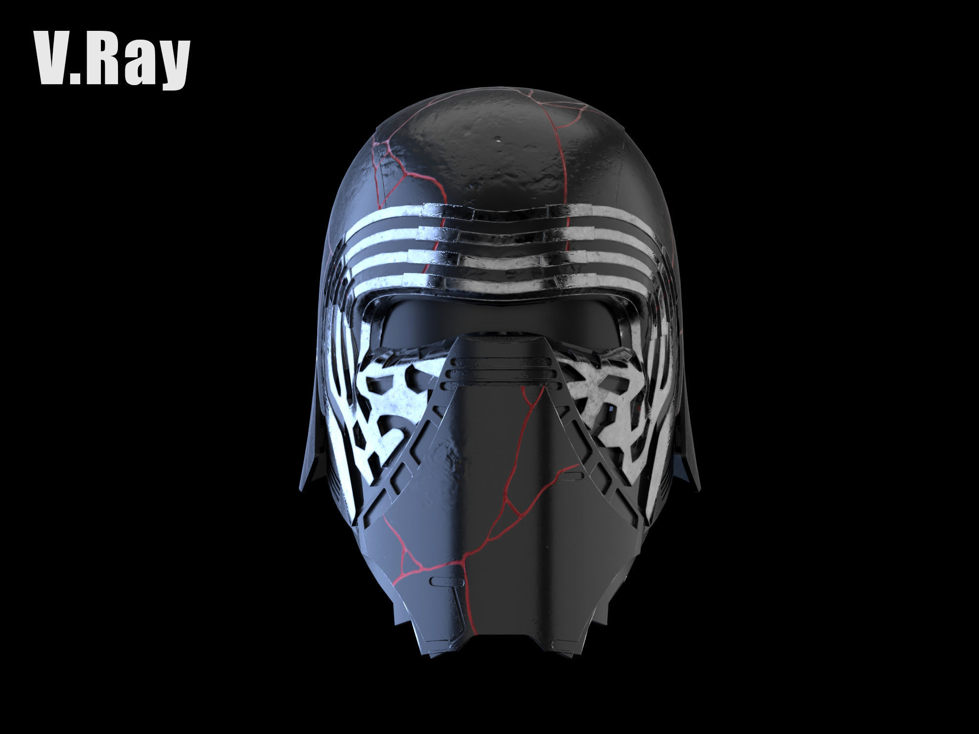 Kylo Ren destroyed mask Low-poly 3D model_20