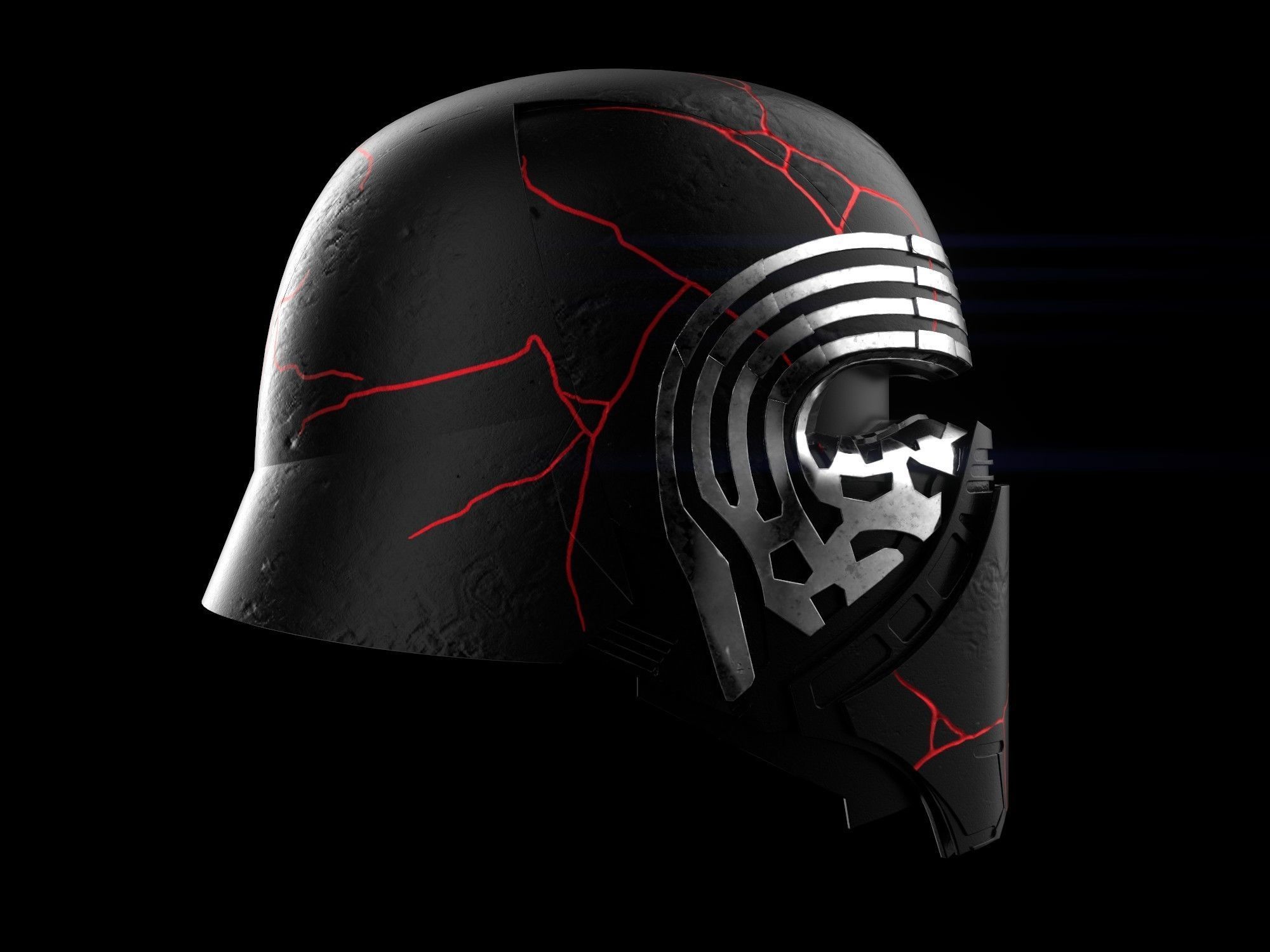 Kylo Ren destroyed mask Low-poly 3D model_7