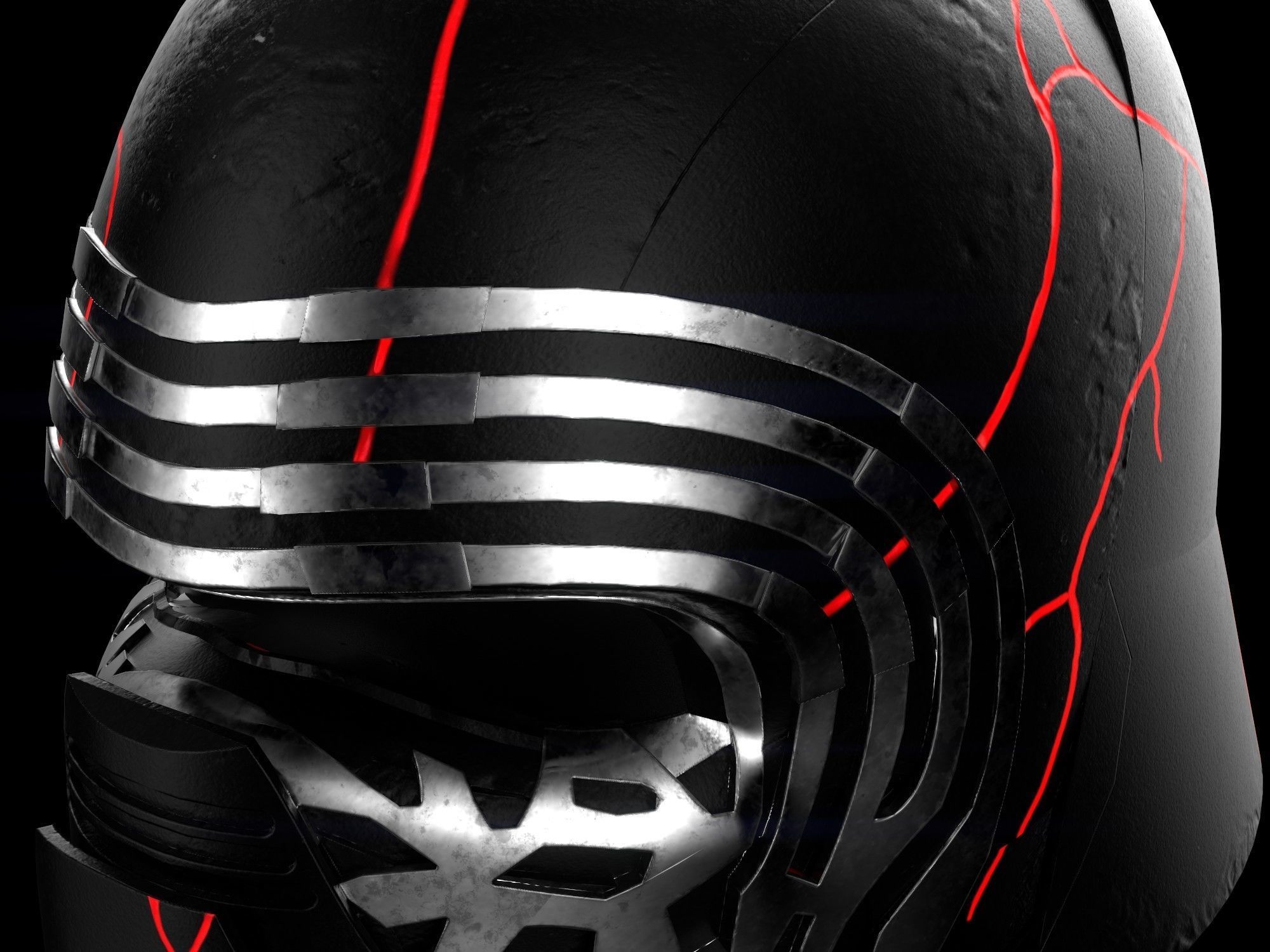 Kylo Ren destroyed mask Low-poly 3D model_15