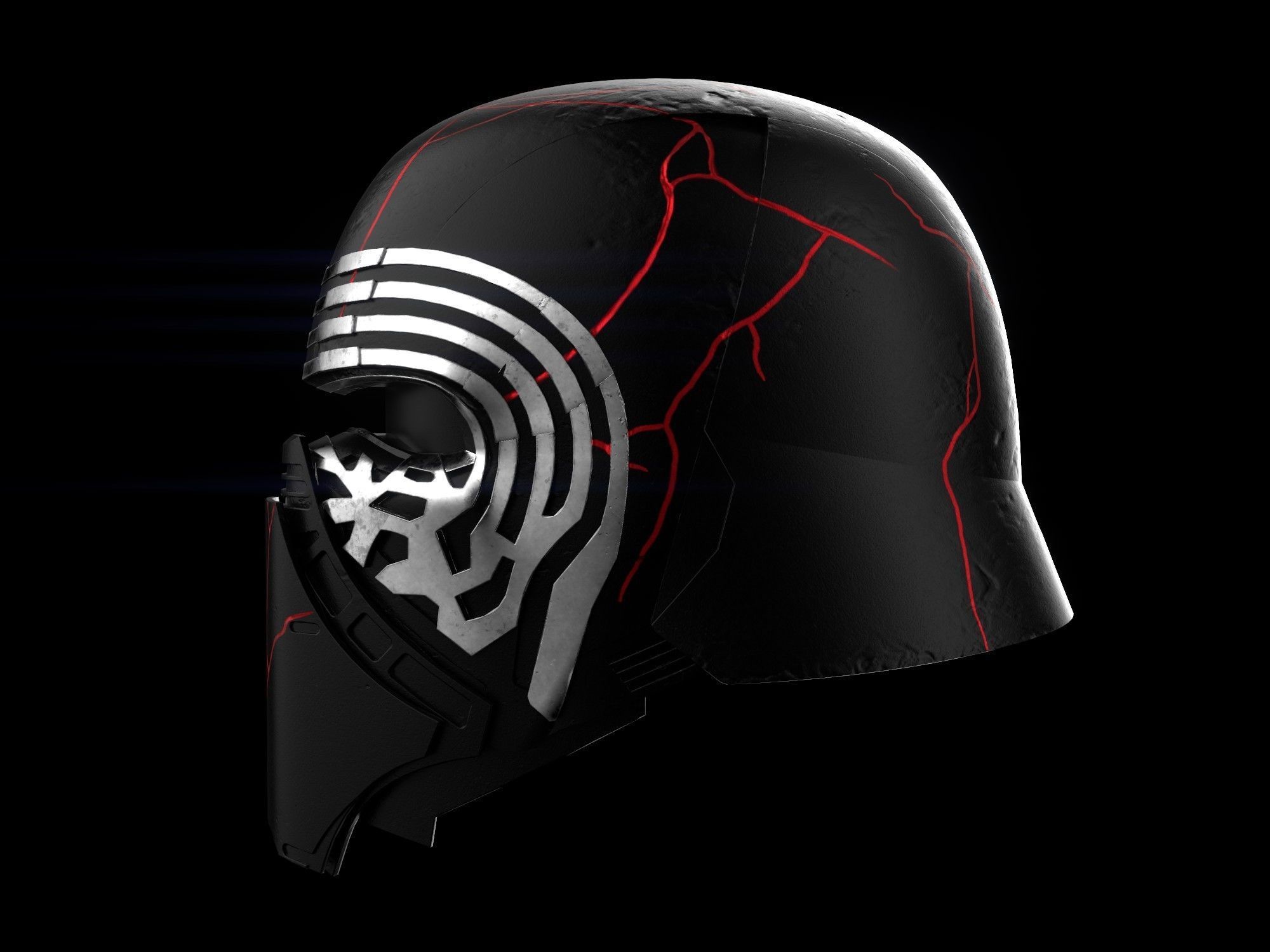 Kylo Ren destroyed mask Low-poly 3D model_3