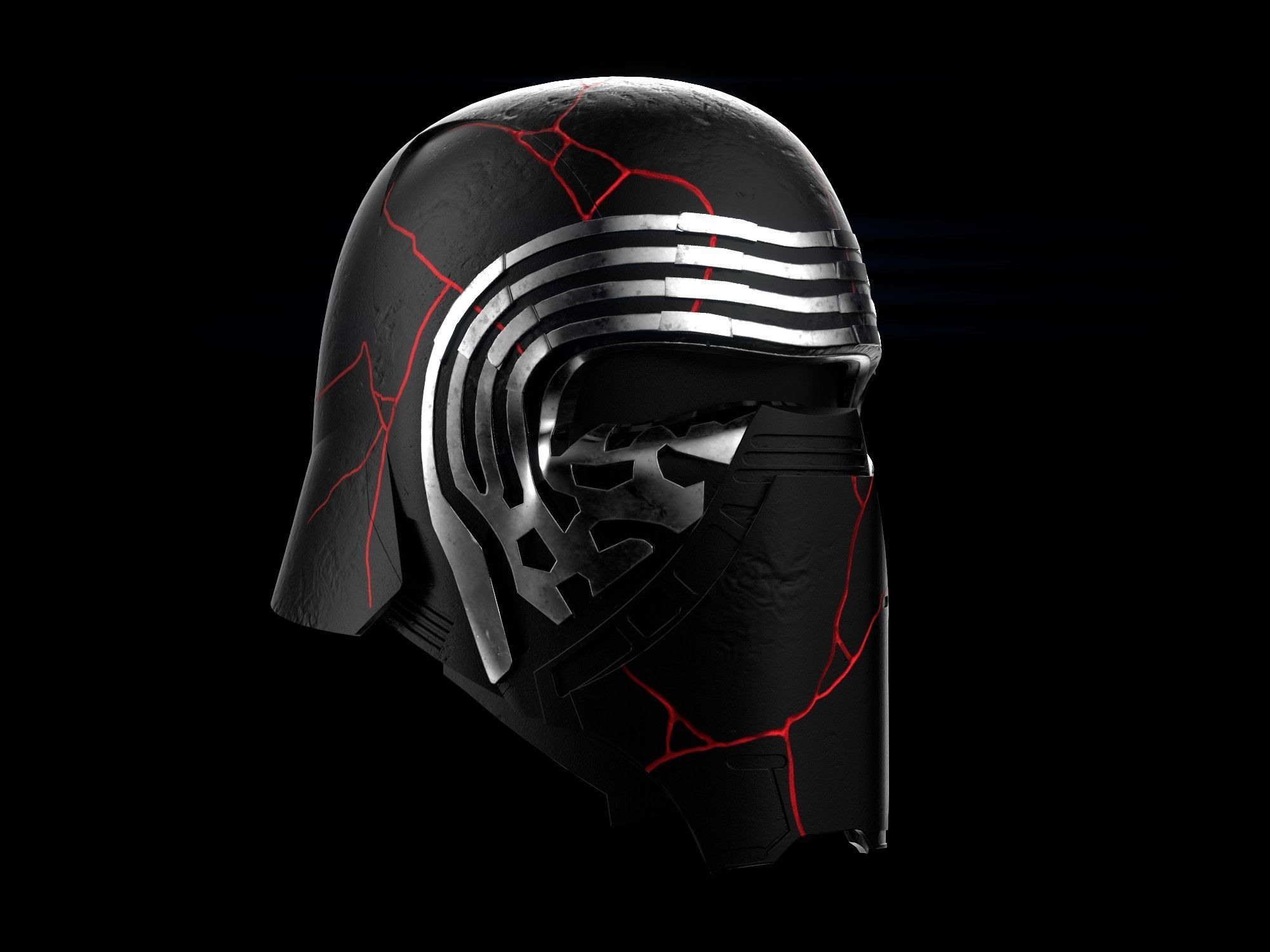 Kylo Ren destroyed mask Low-poly 3D model_8