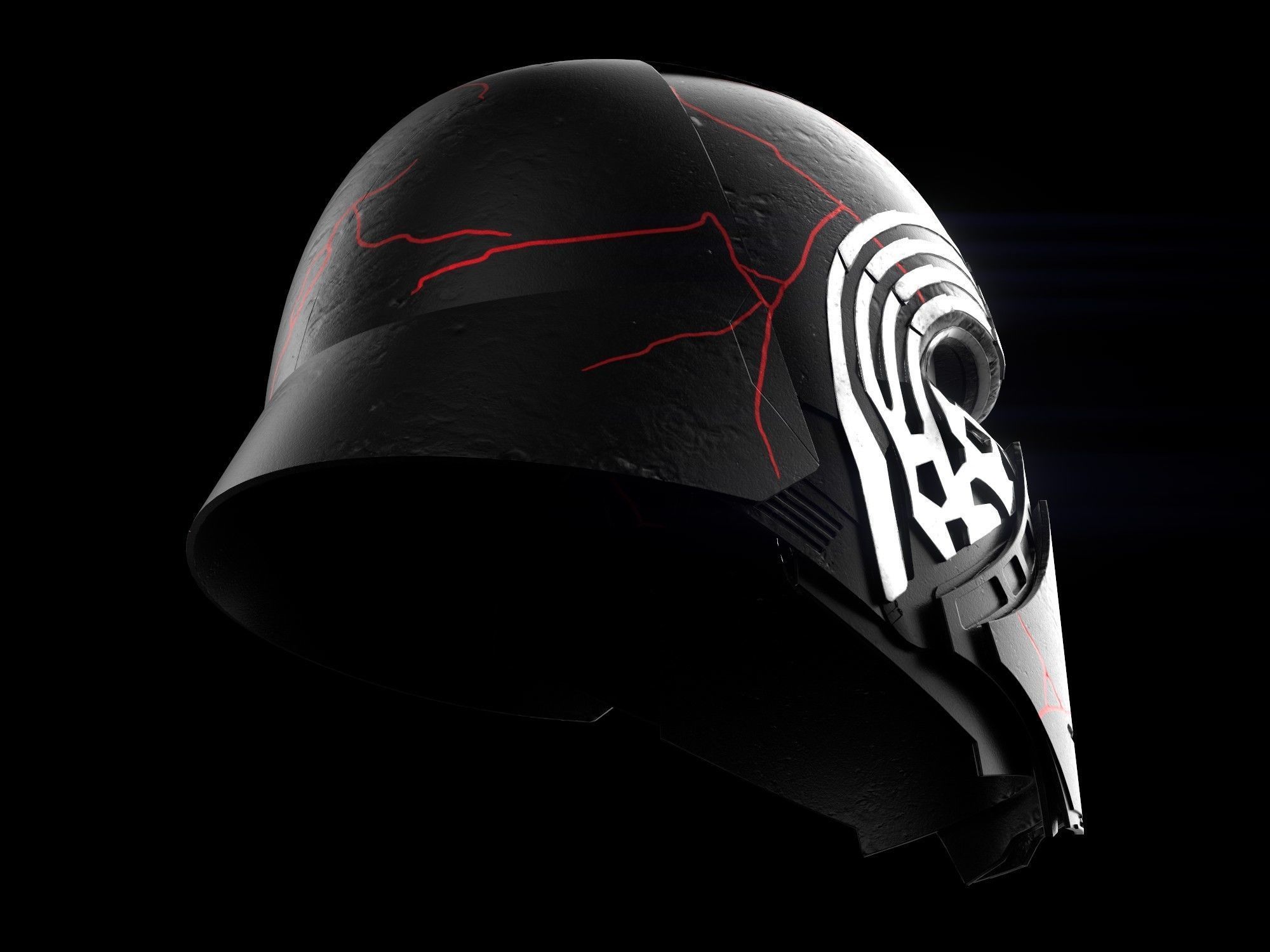 Kylo Ren destroyed mask Low-poly 3D model_11