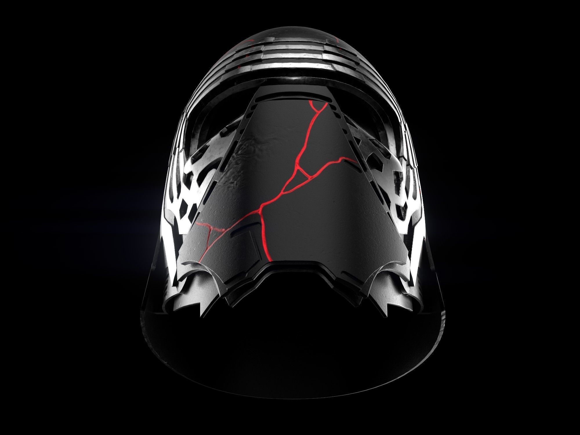 Kylo Ren destroyed mask Low-poly 3D model_9