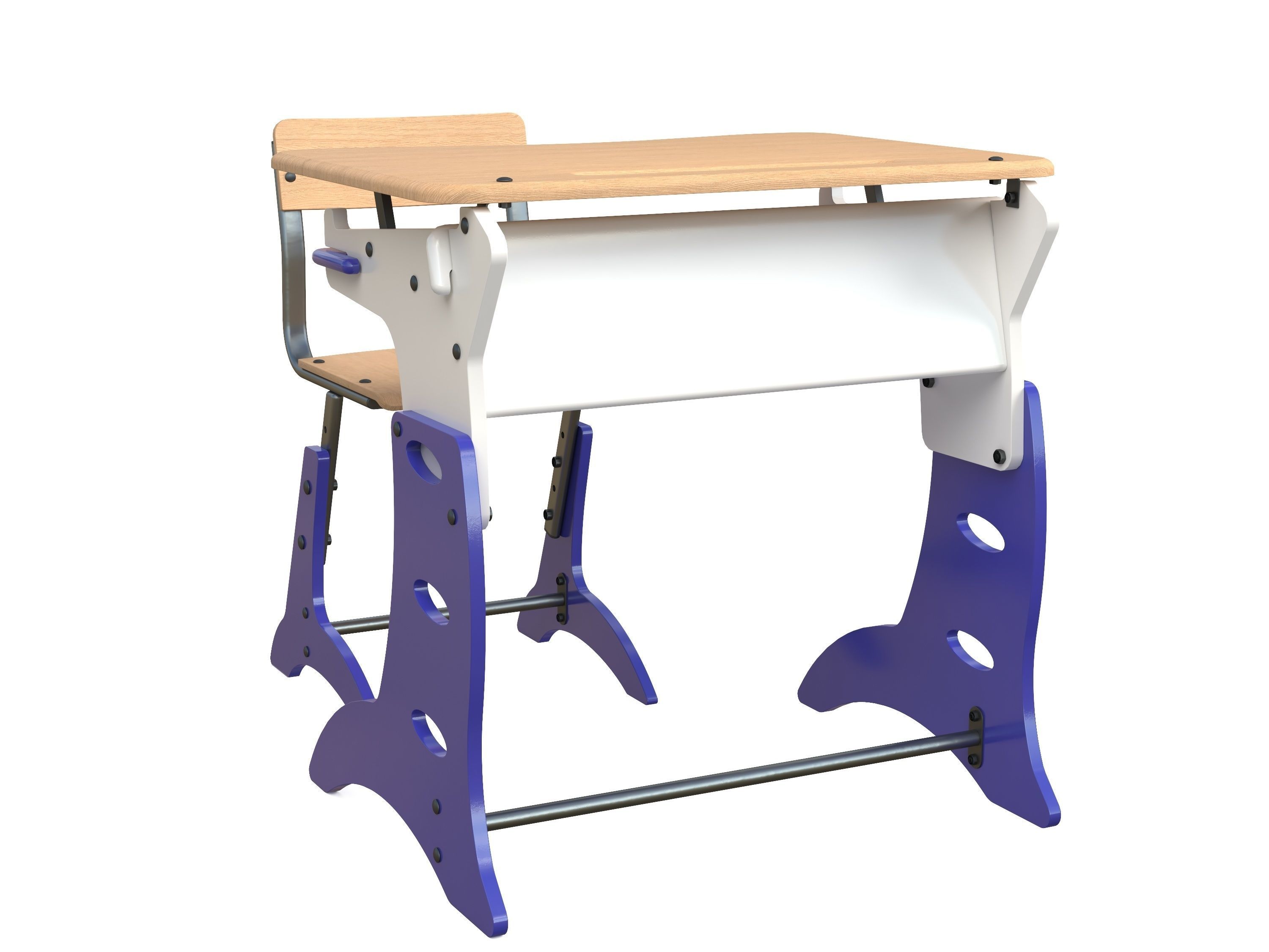 School Desk and Chair 3D model_3