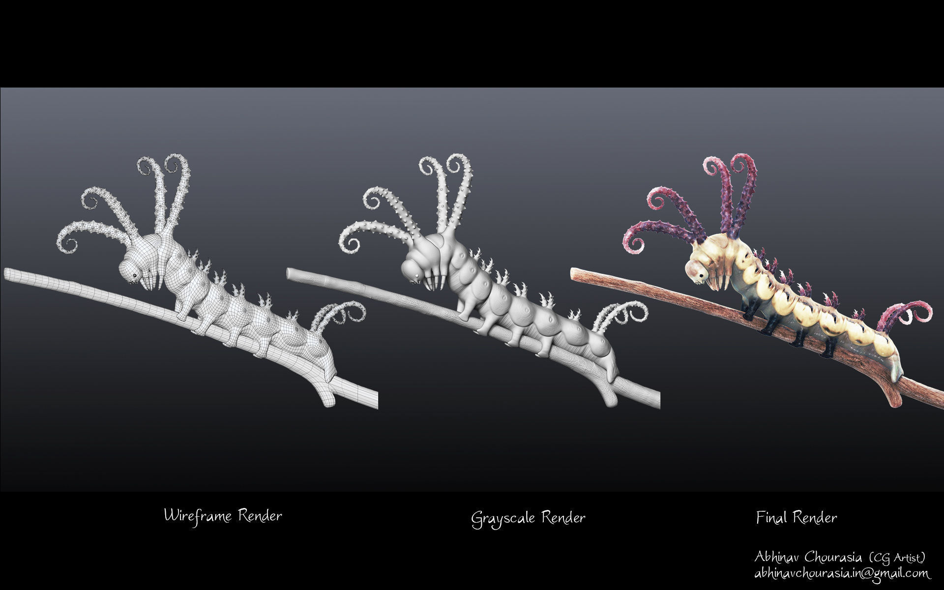 Caterpillar Brahmin moth 3D model  3D model_1